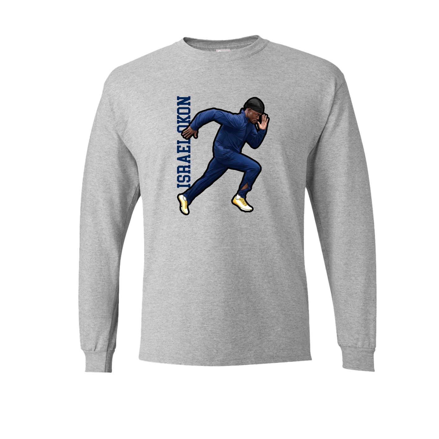 Long Sleeve Tee — Name Vertical in Grey