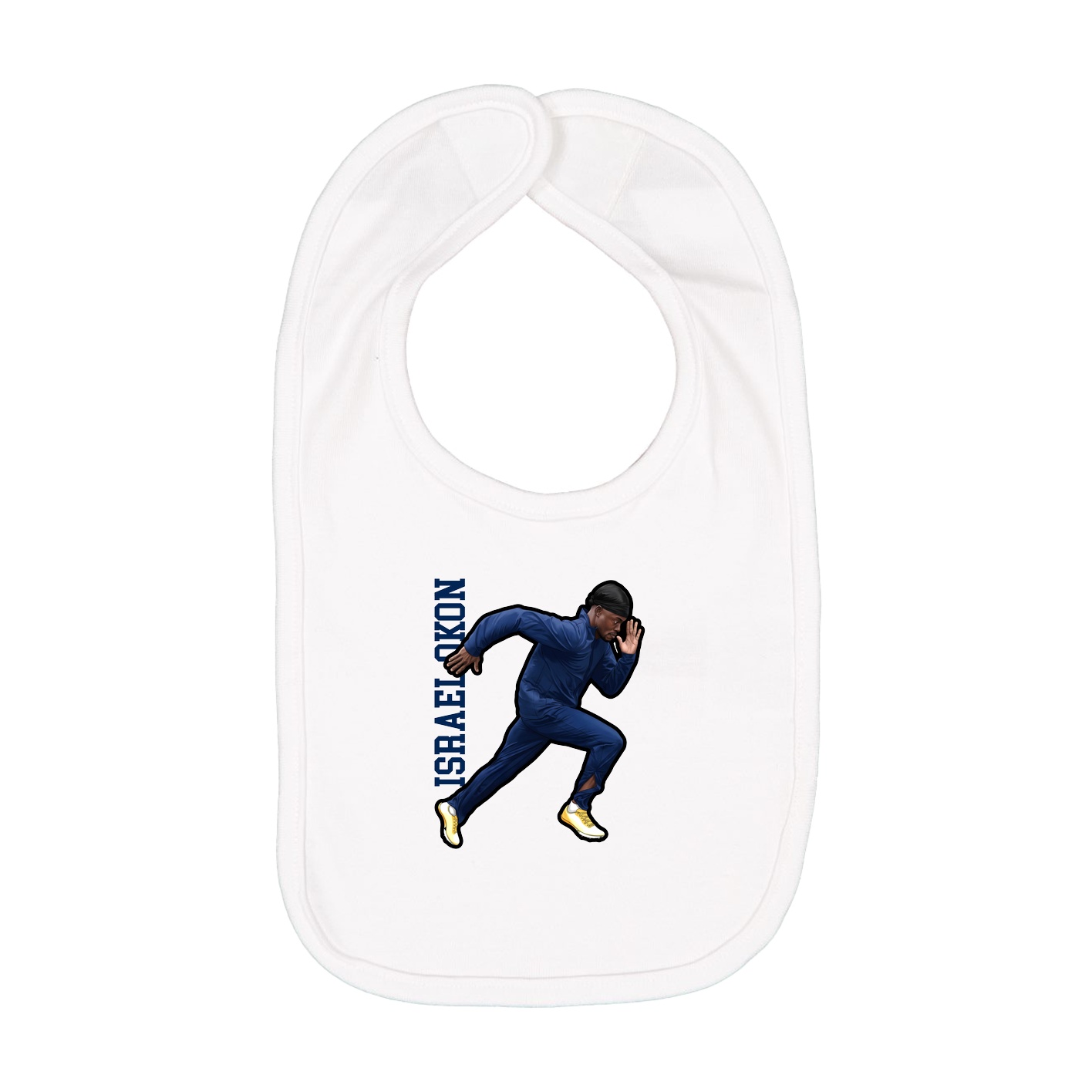 Infant Bib — Name Vertical in White