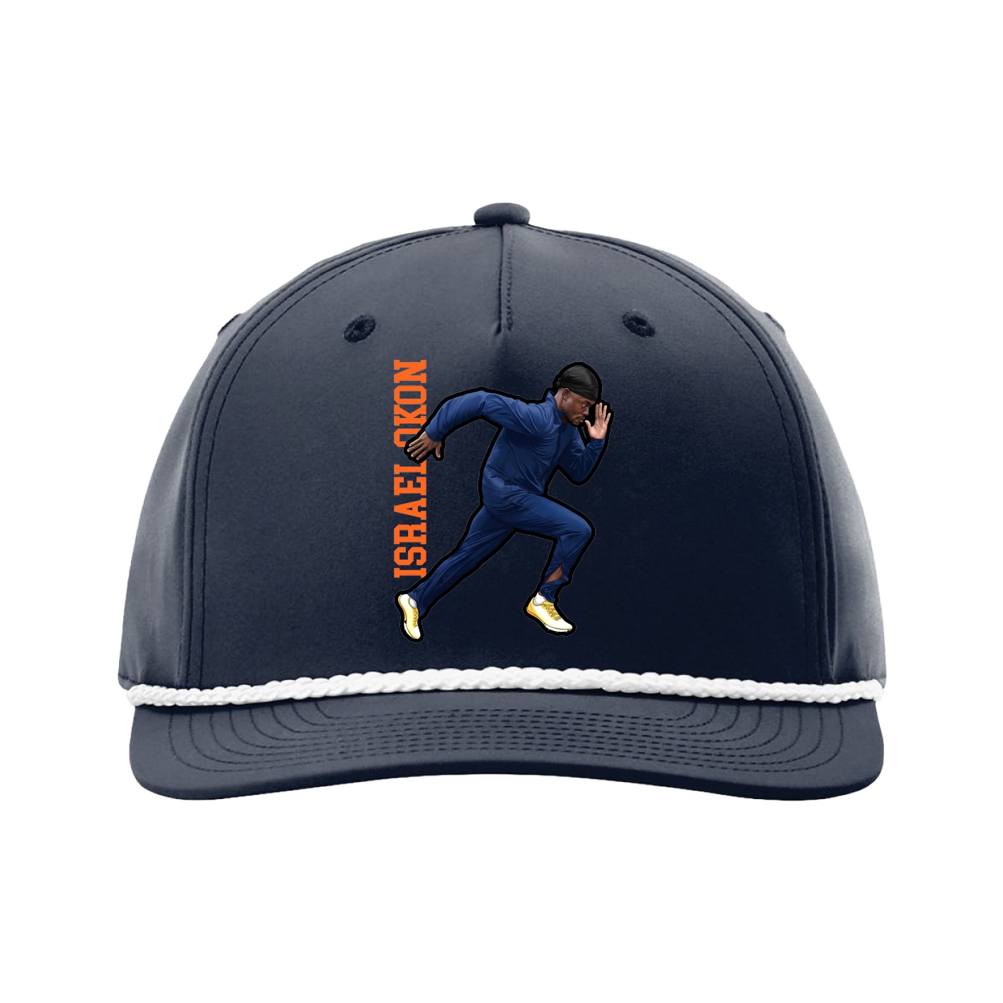 Five-Panel Classic Rope Cap — Name Vertical in Navy