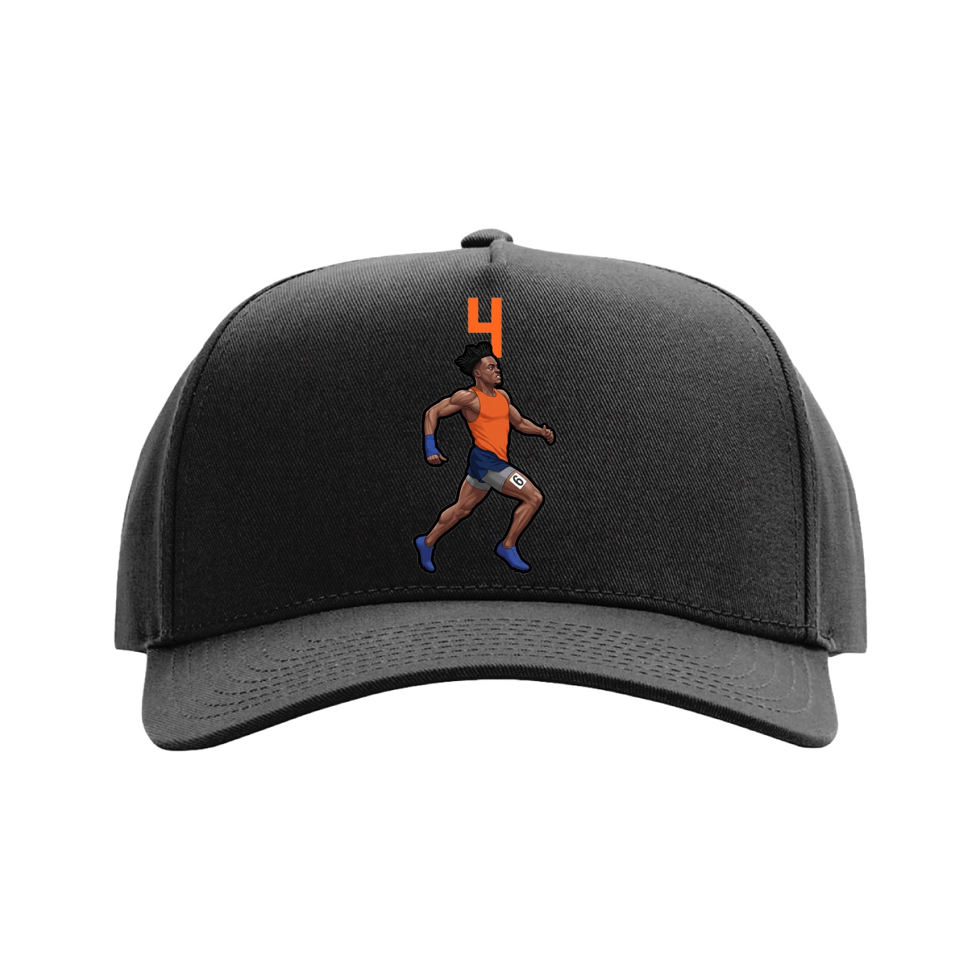 Full Fabric Five-Panel Champ Cap — Number Top in Black