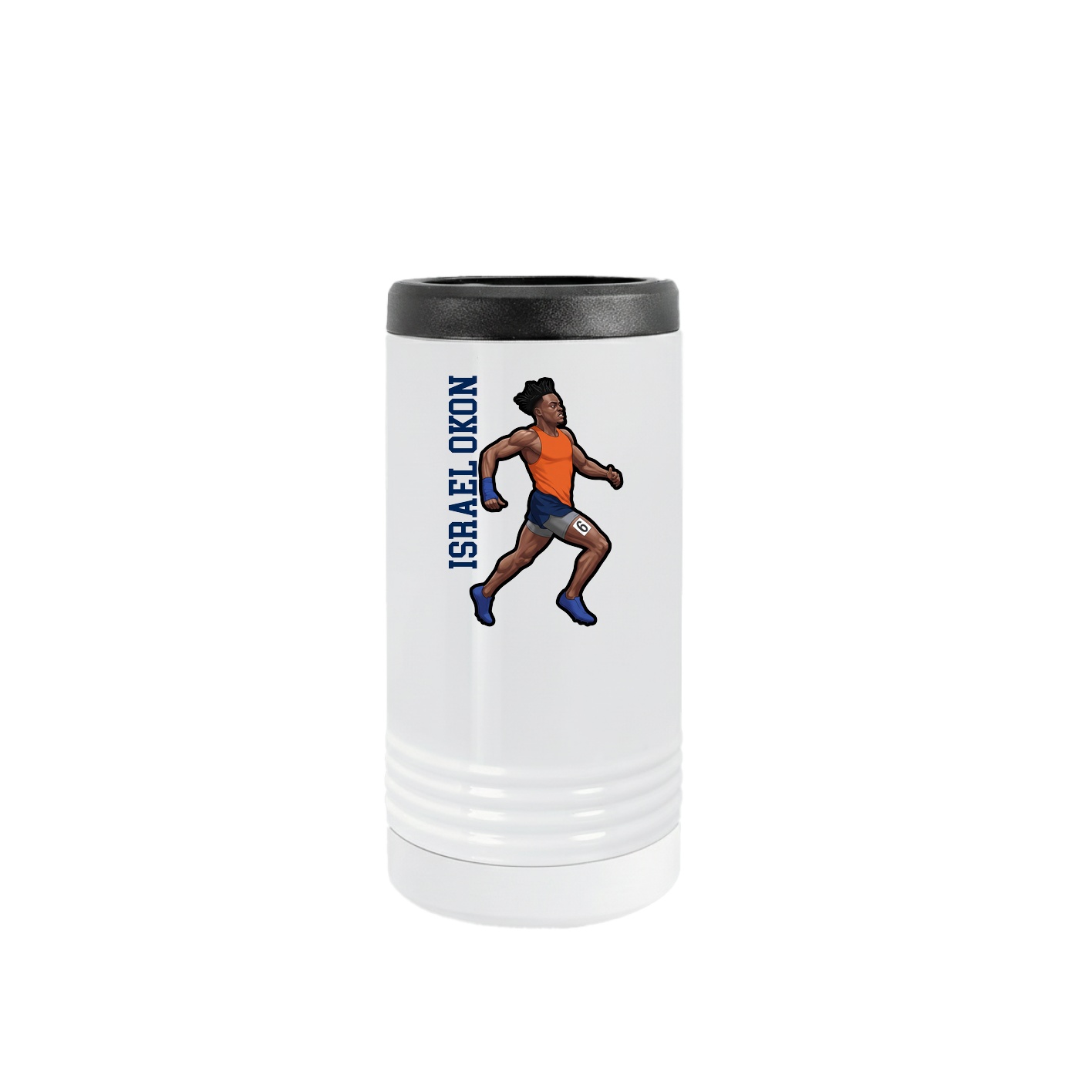 Slim Beverage Holder — Name Vertical in White