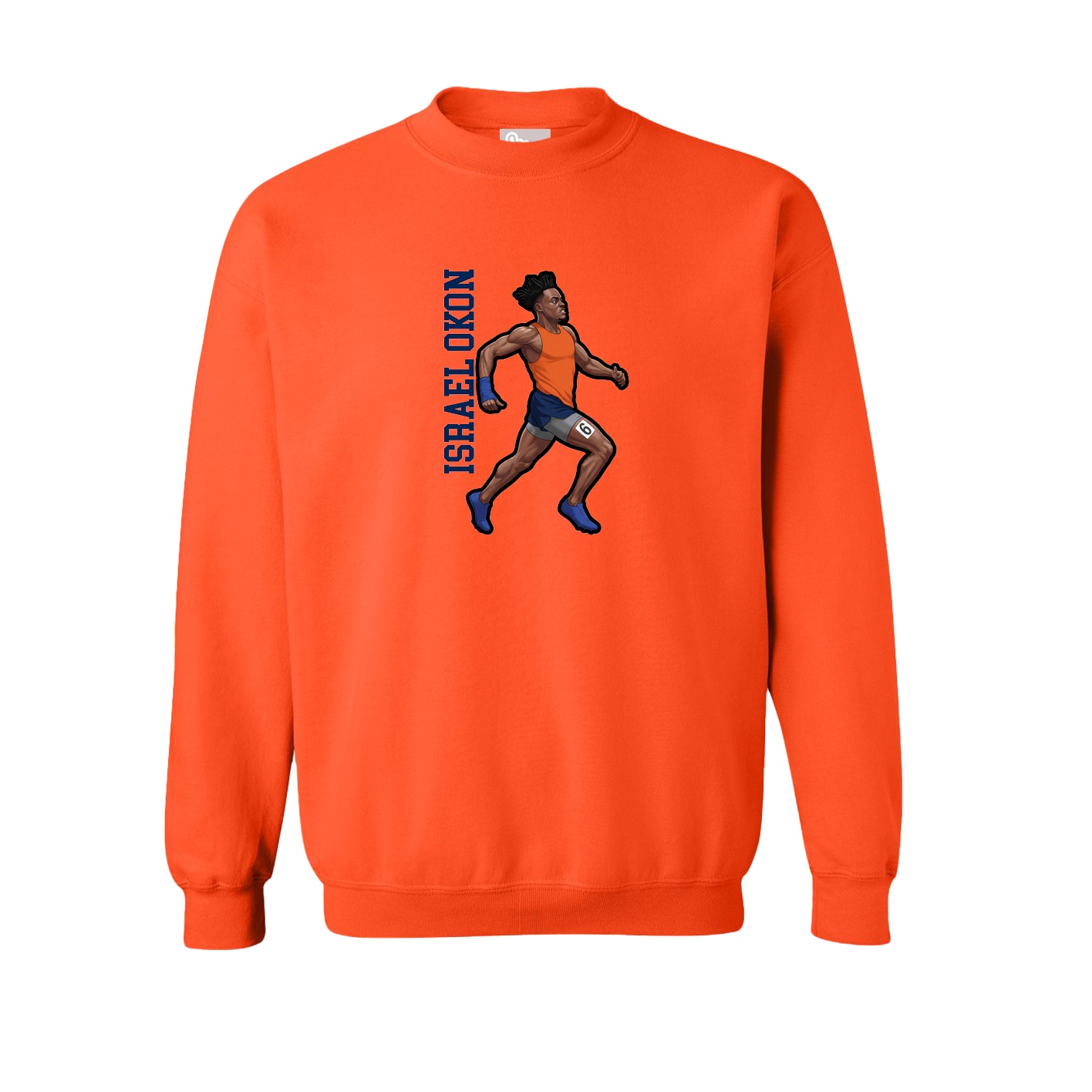 Fleece Crew — Name Vertical in Orange