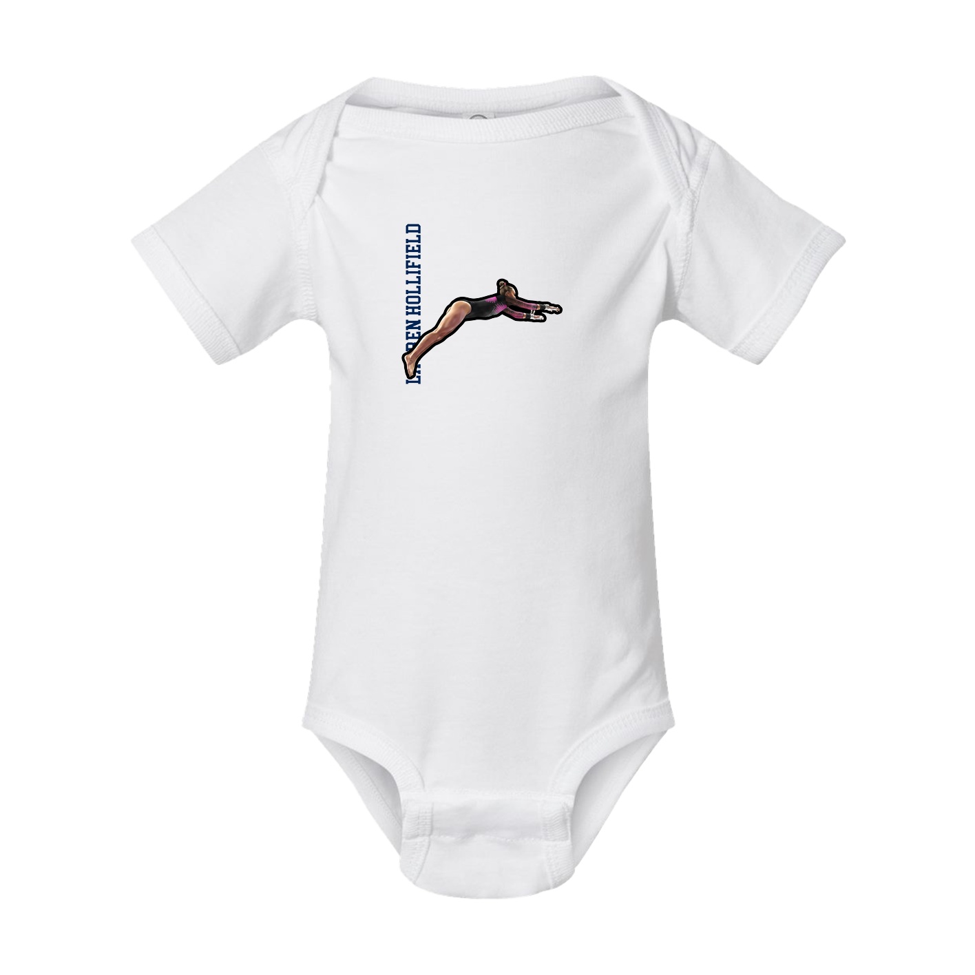 Baby Onesie — Name Vertical in White