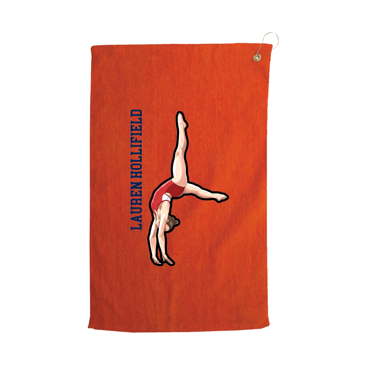 Golf Towel — Name Vertical in Orange