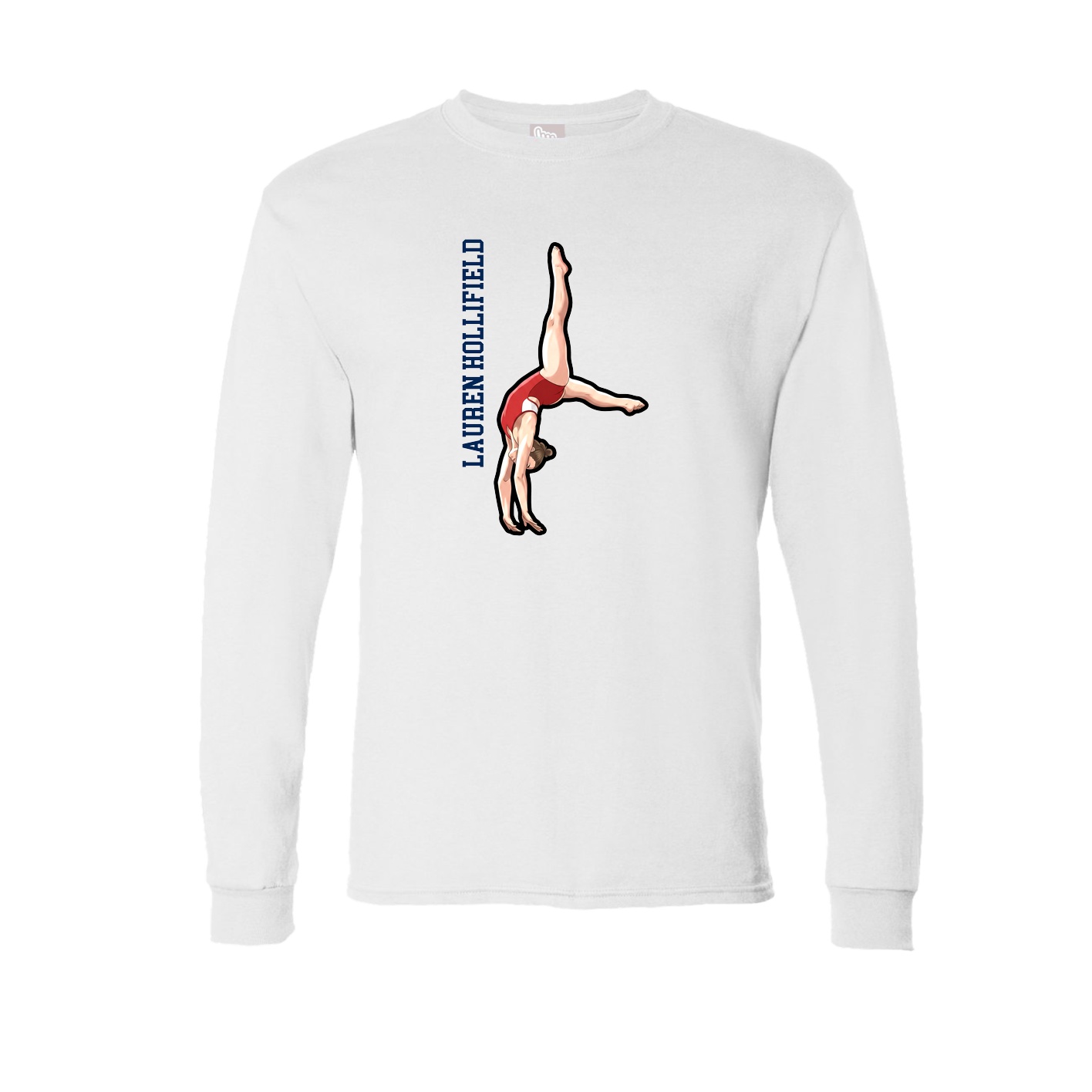 Long Sleeve Tee — Name Vertical in White