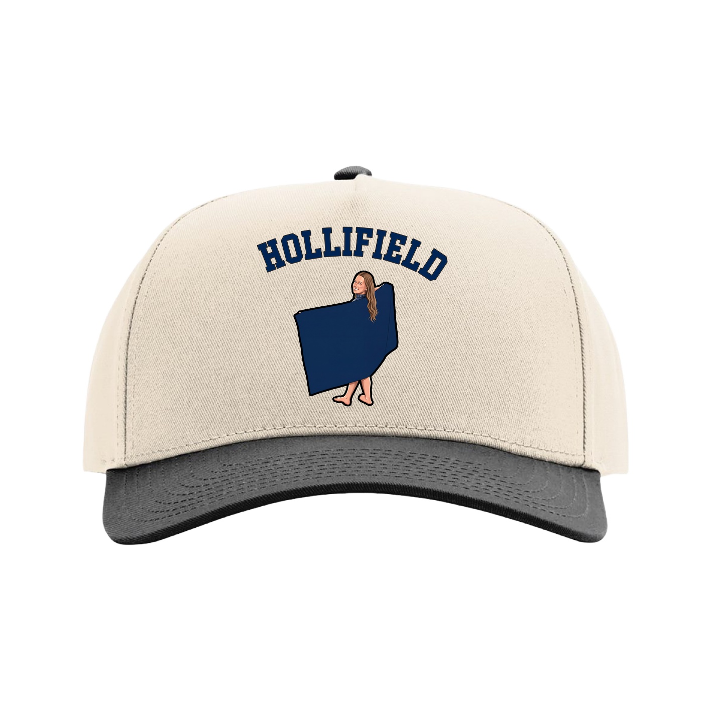Full Fabric Five-Panel Champ Cap — Shirsey Arch in Cream/Black