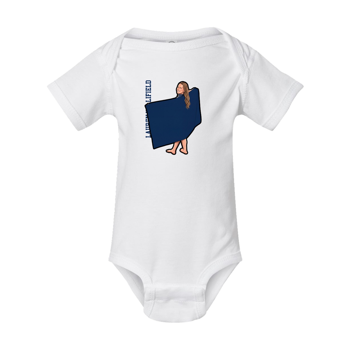 Baby Onesie — Name Vertical in White