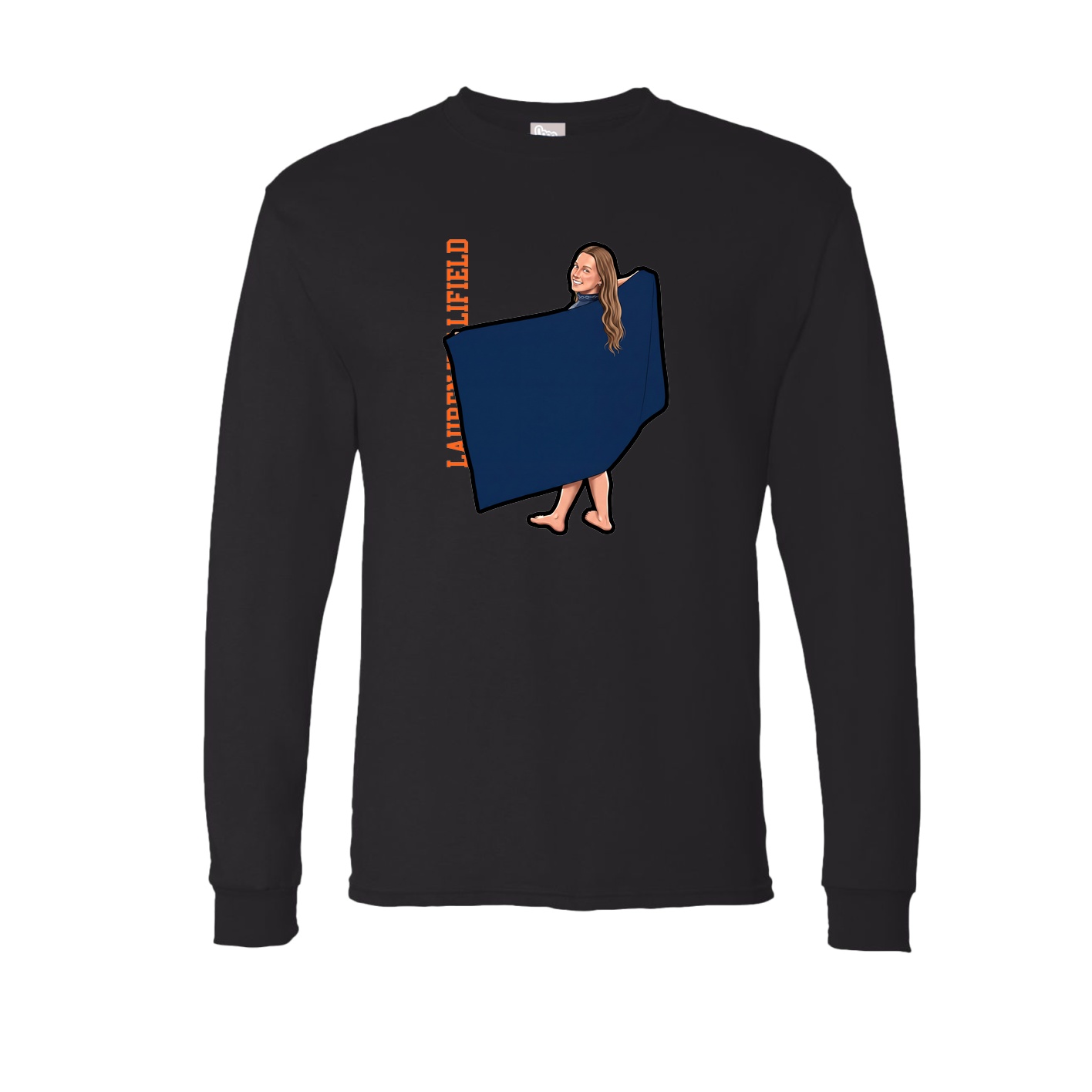 Long Sleeve Tee — Name Vertical in Black