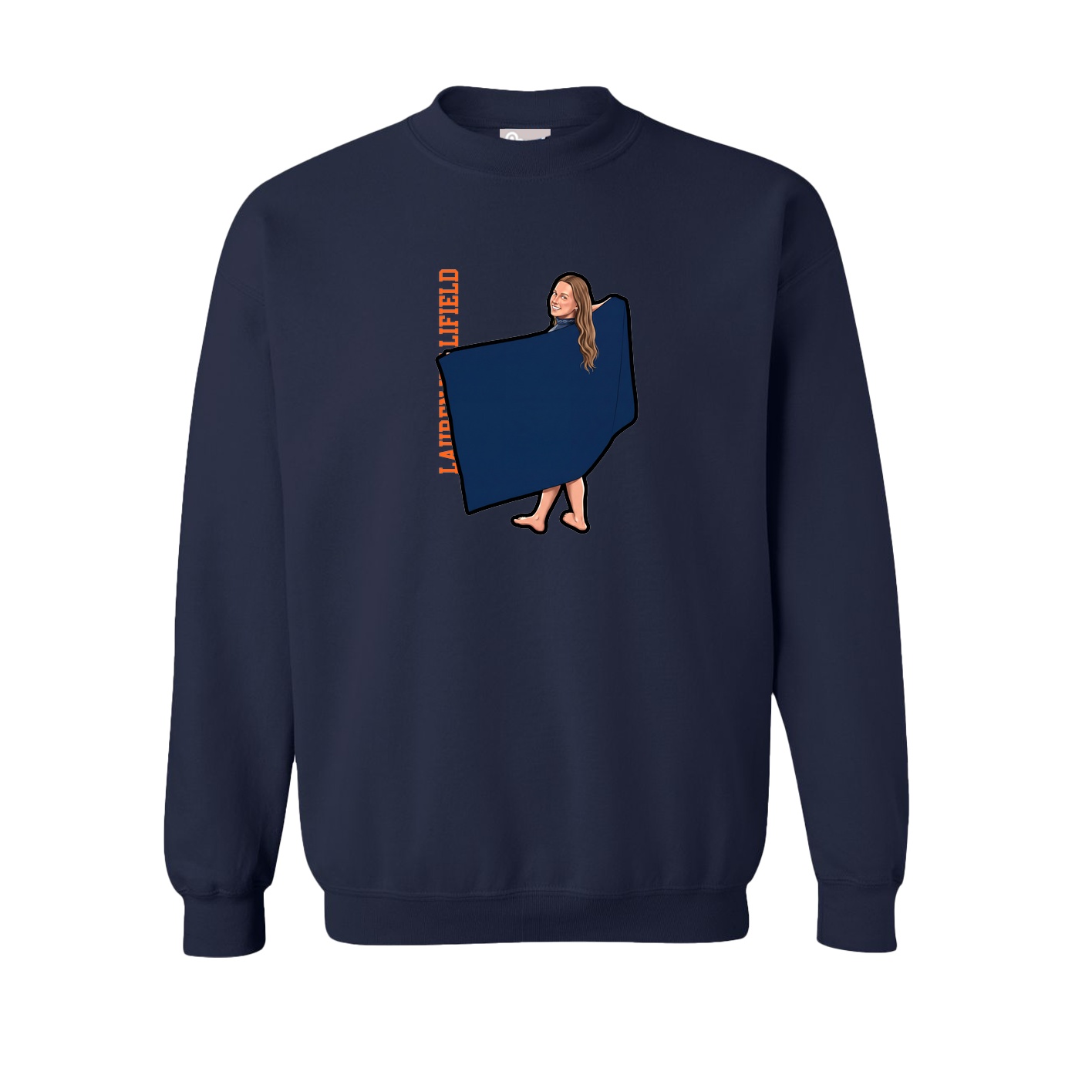 Fleece Crew — Name Vertical in Navy