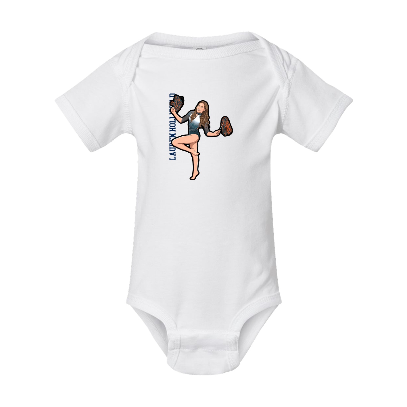 Baby Onesie — Name Vertical in White