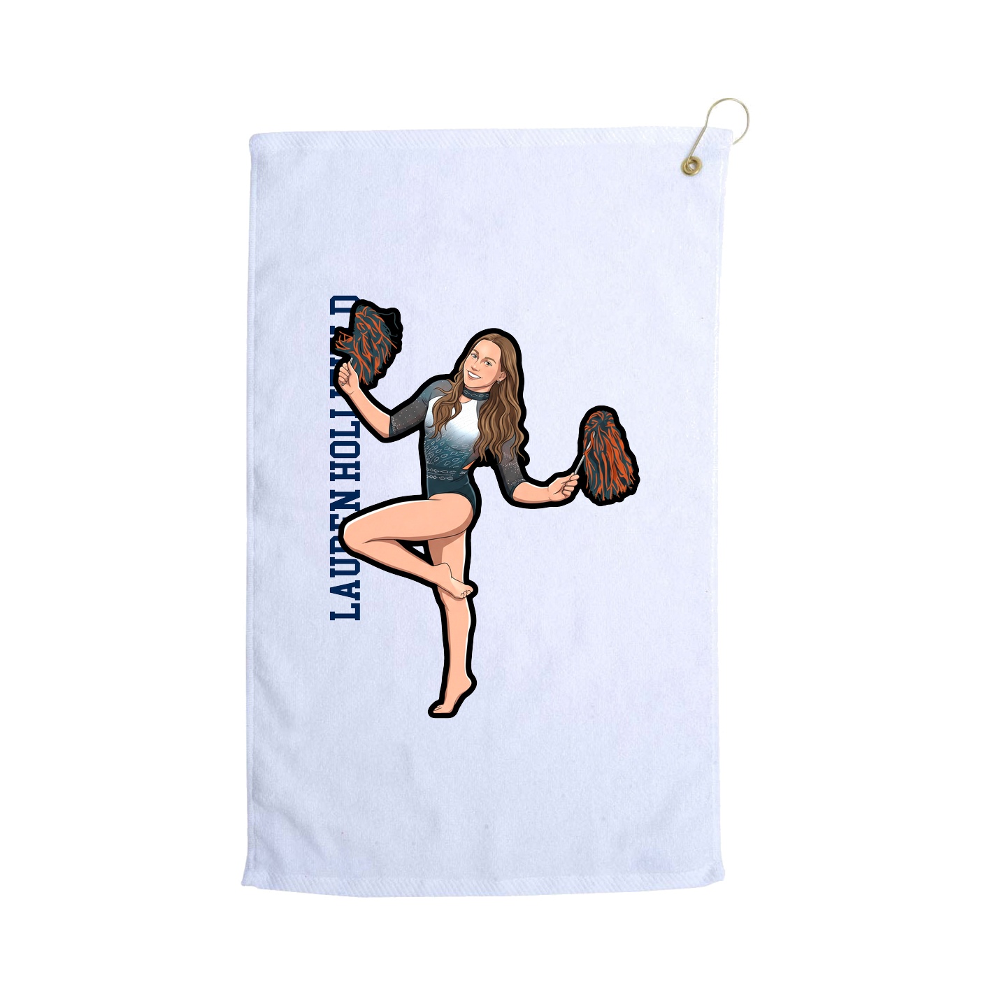 Golf Towel — Name Vertical in White