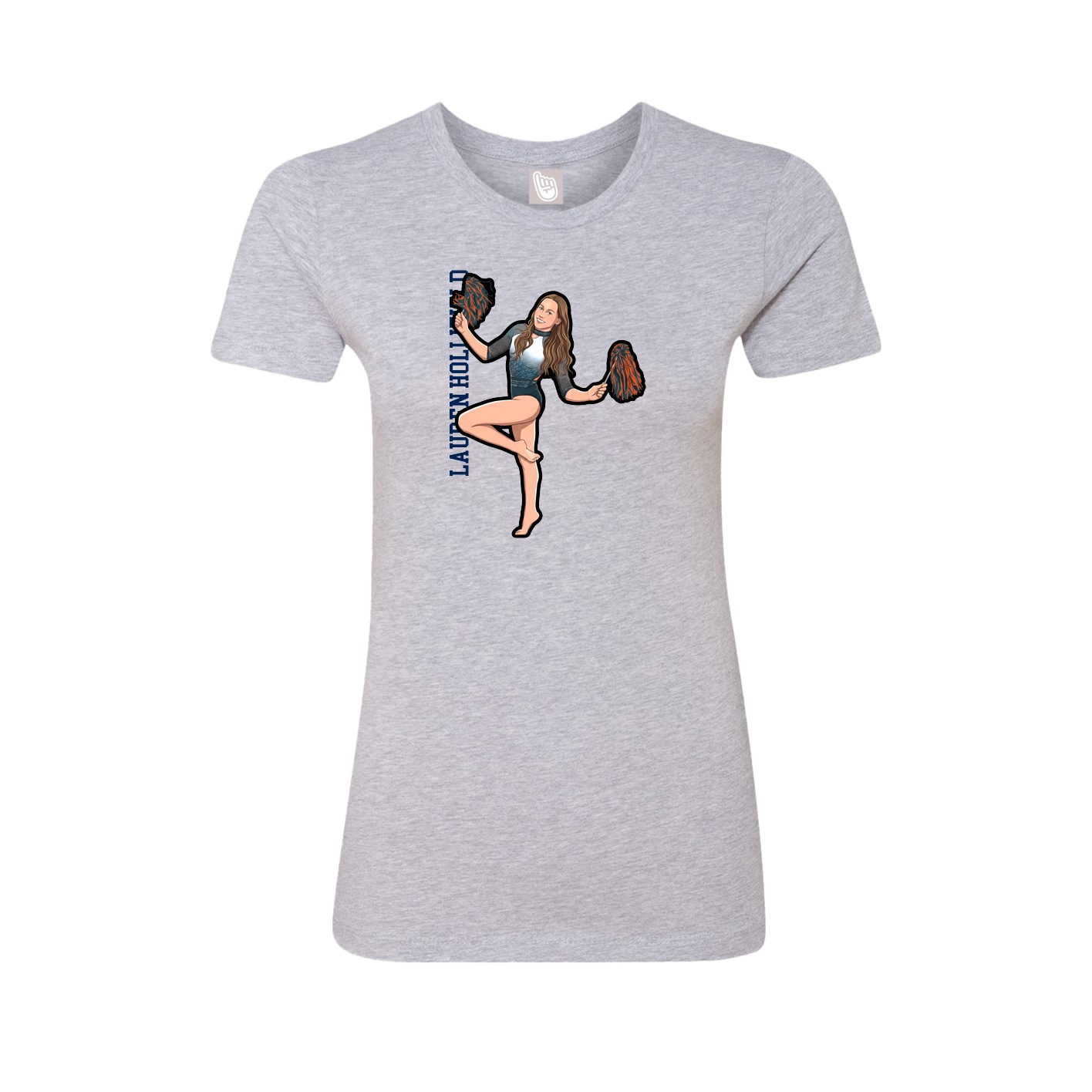 Womens Tee — Name Vertical in Grey