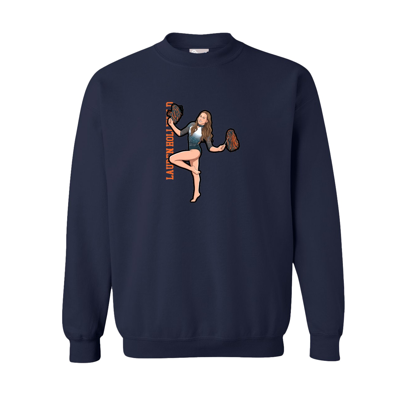 Fleece Crew — Name Vertical in Navy