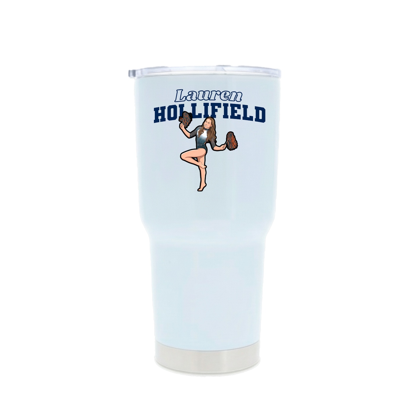 30oz Stainless Steel Tumbler — Name Arch in White
