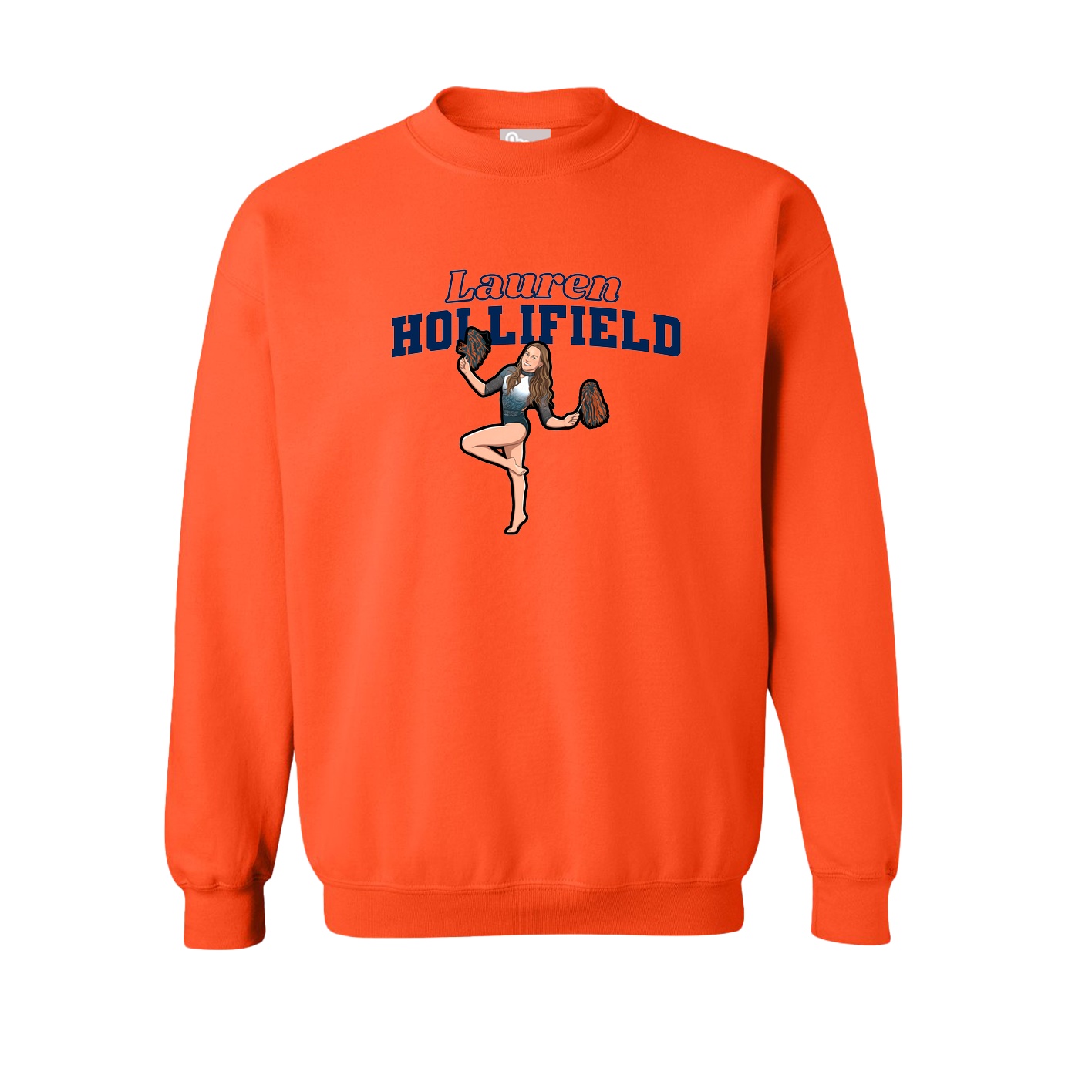 Fleece Crew — Name Arch in Orange