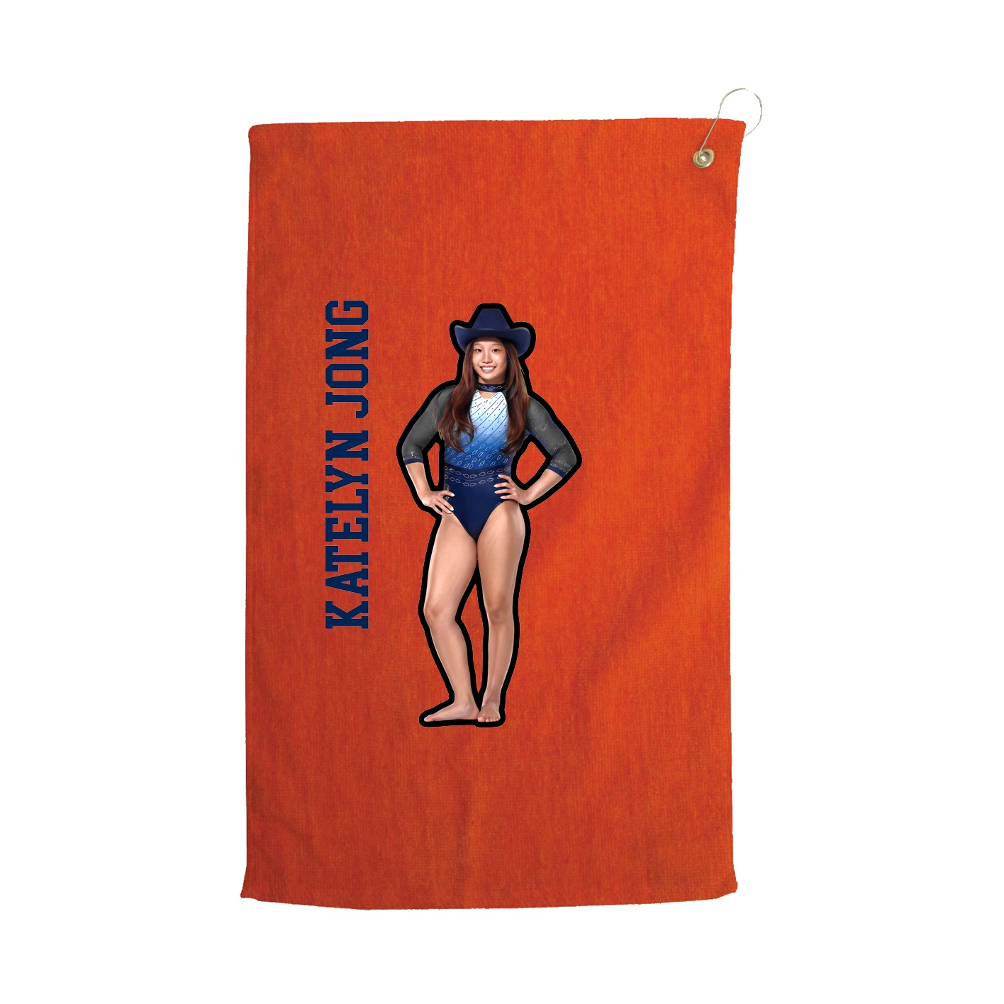 Golf Towel — Name Vertical in Orange