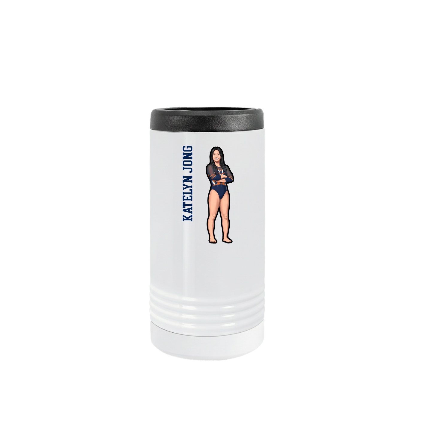 Slim Beverage Holder — Name Vertical in White