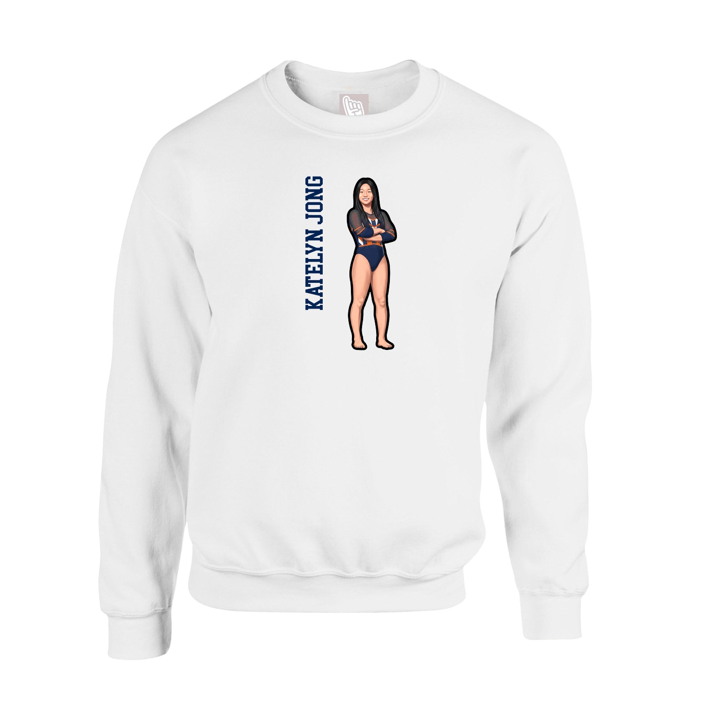 Fleece Crew — Name Vertical in White