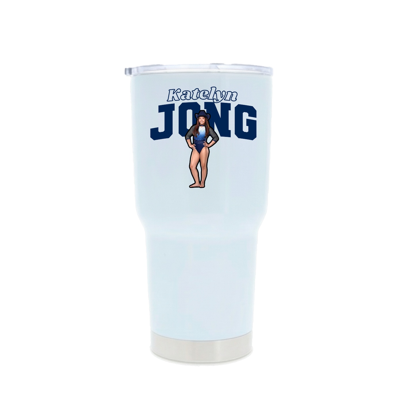 30oz Stainless Steel Tumbler — Name Arch in White
