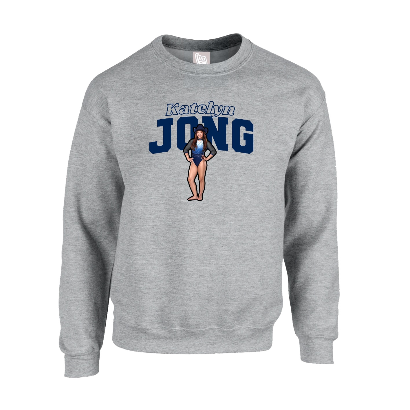 Fleece Crew — Name Arch in Grey