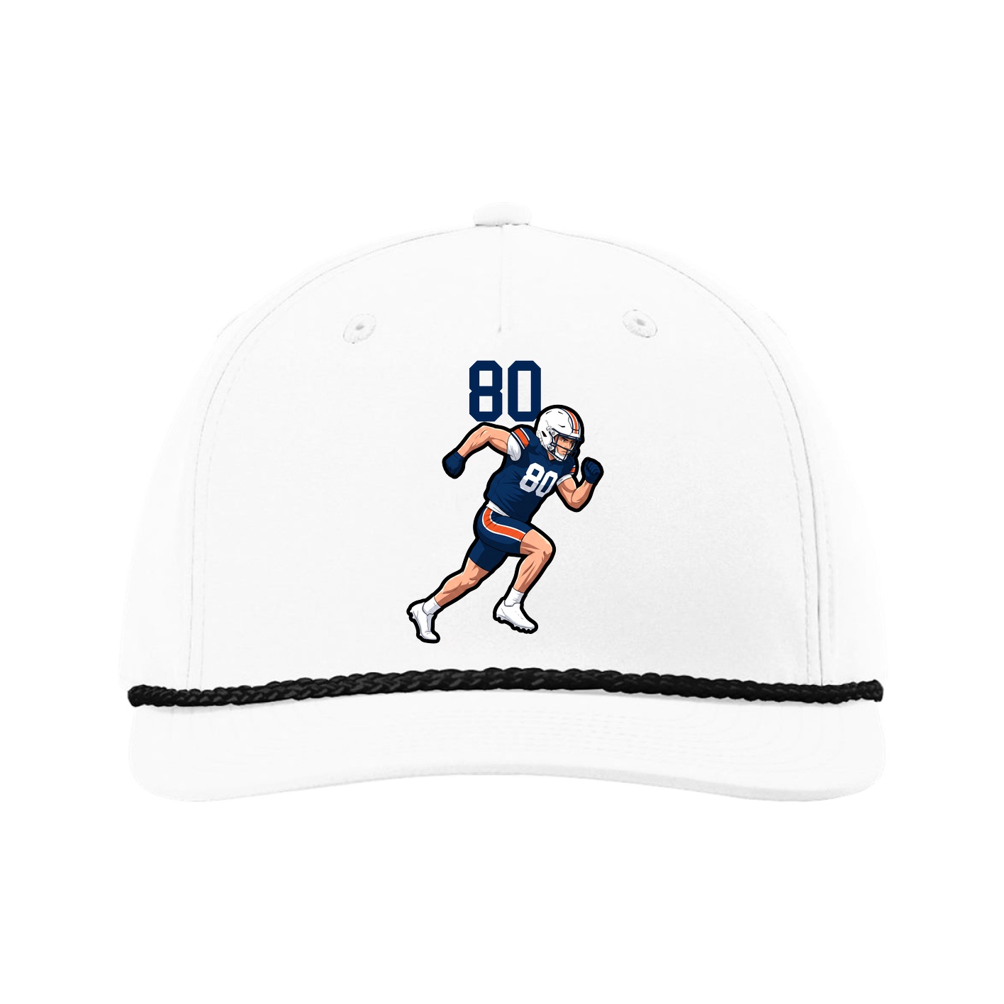 Five-Panel Classic Rope Cap — Number Top in White