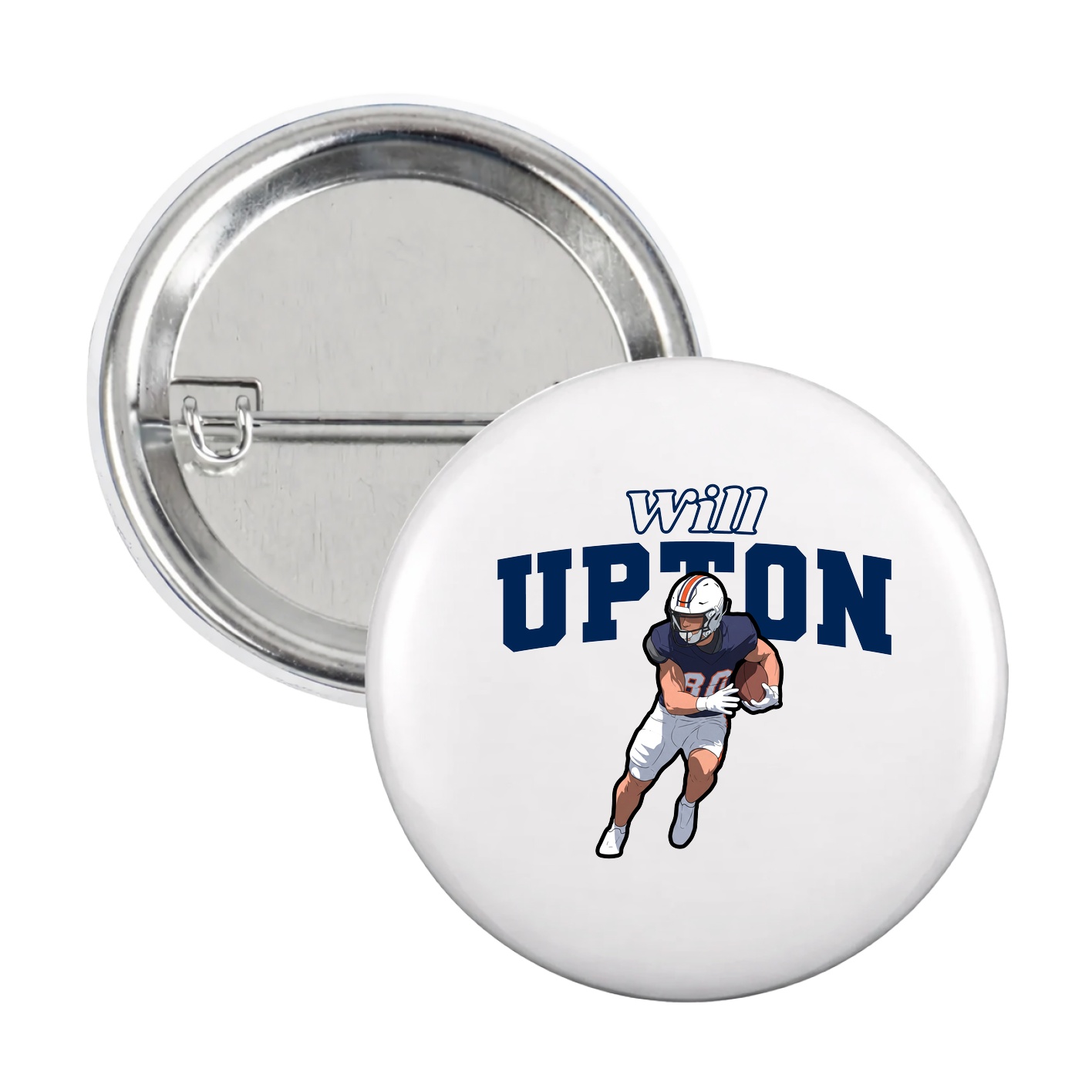 Game Day Button — Name Arch in White