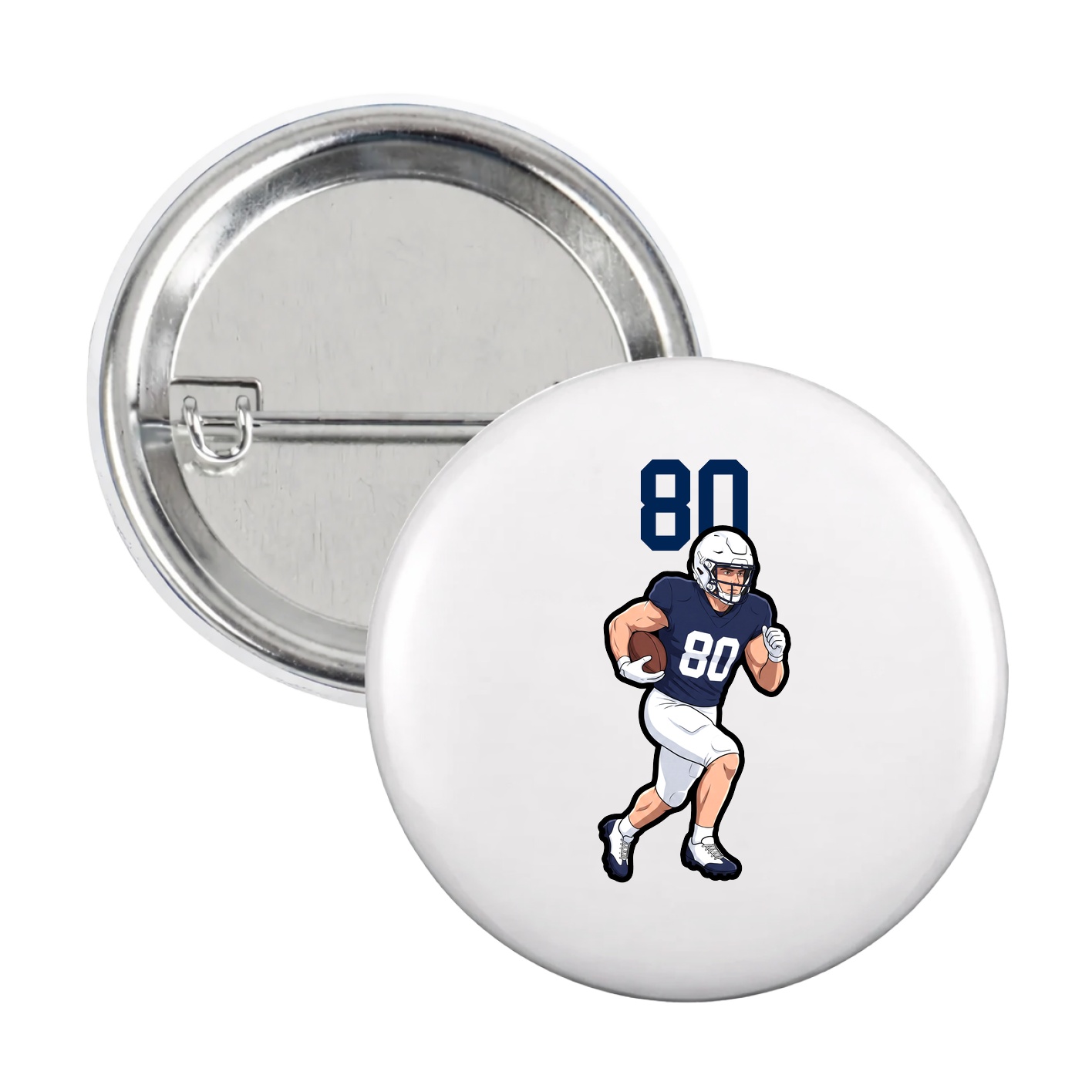 Game Day Button — Number Top in White