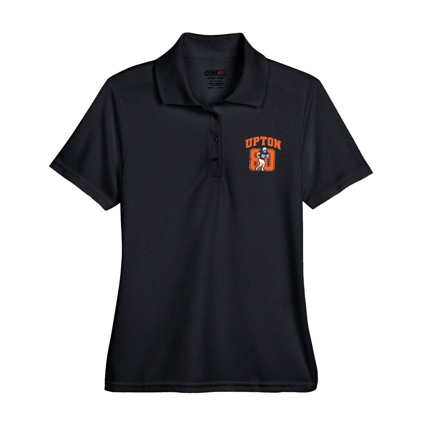 Womens Performance Polo — Number in Black