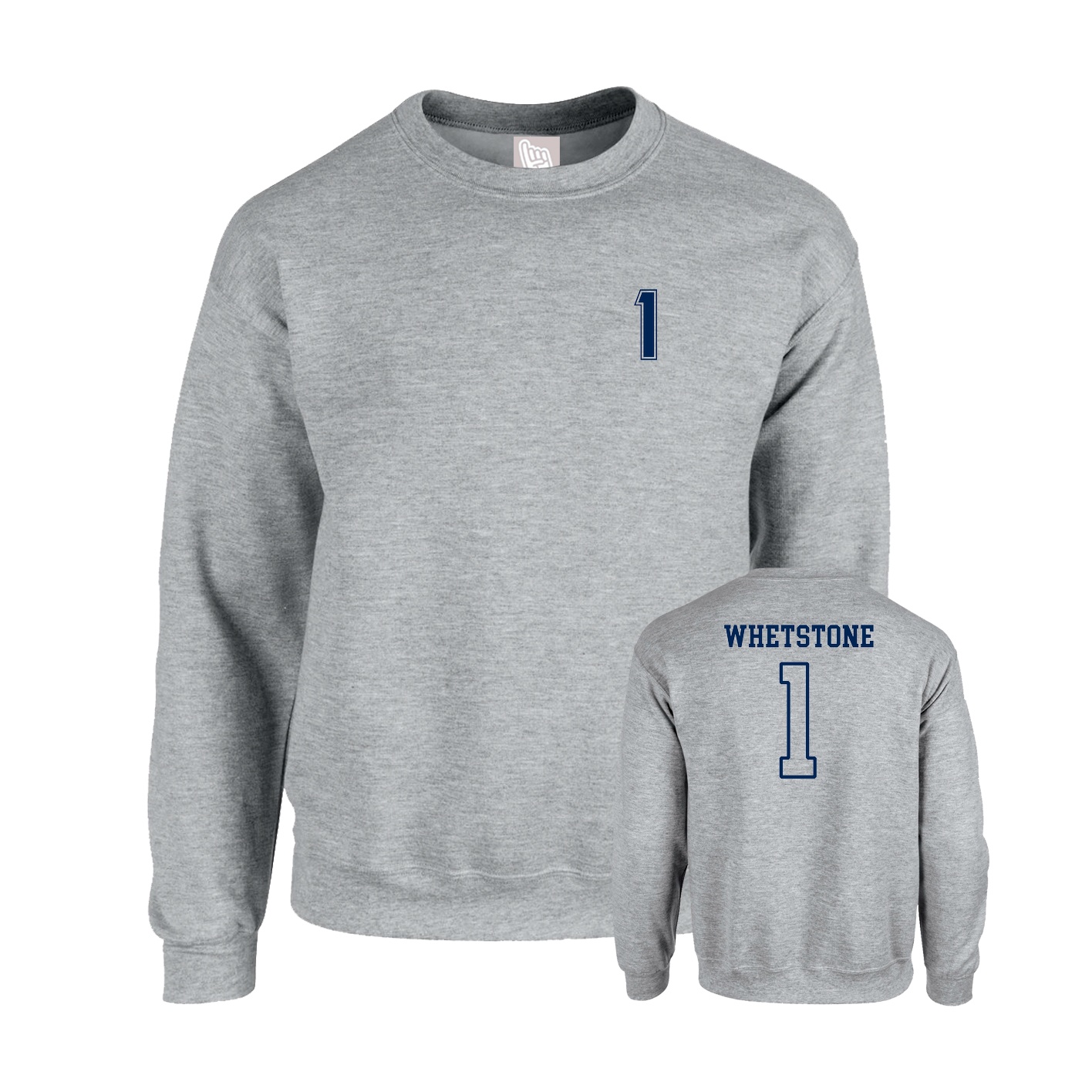 Fleece Crew — Chest Back in Grey