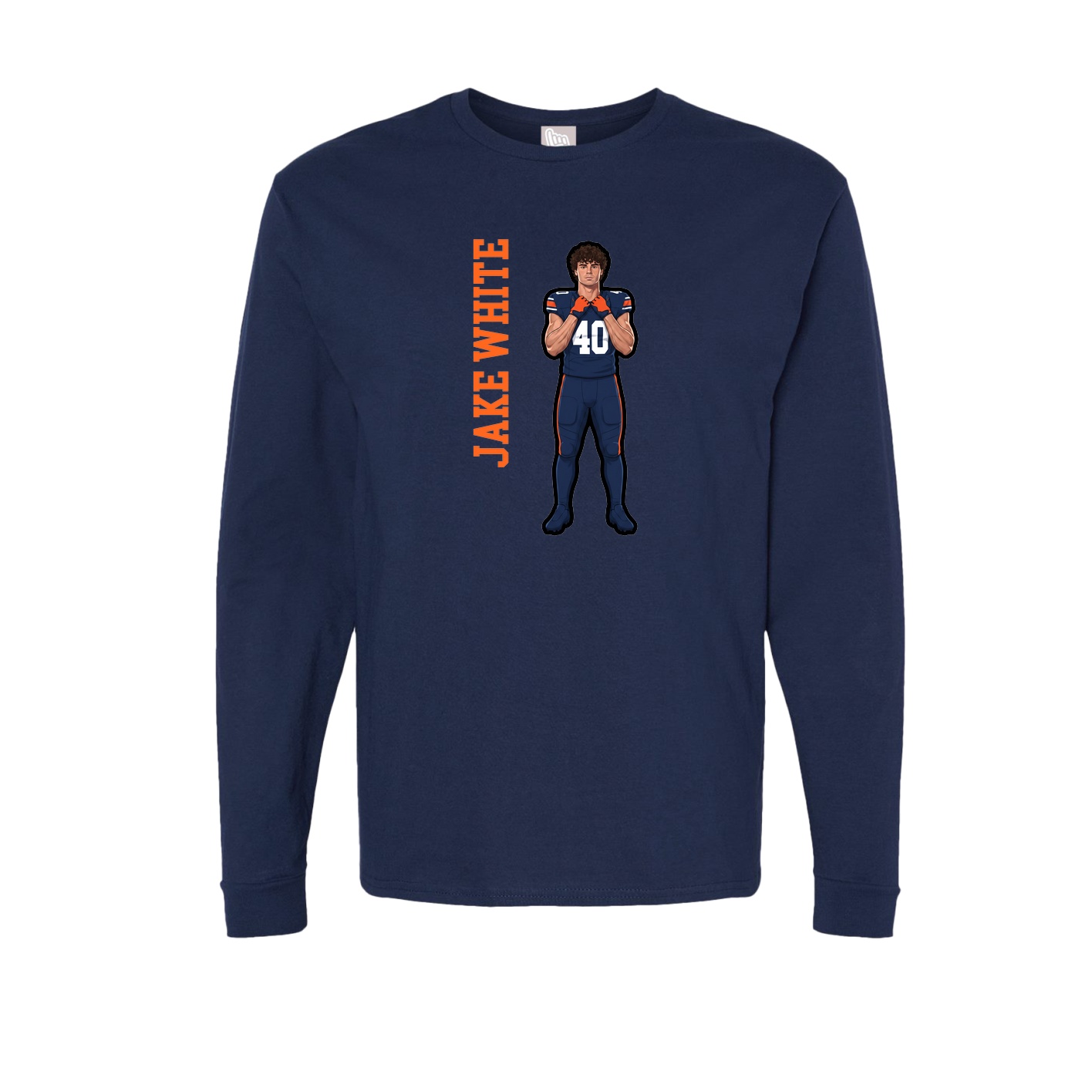 Long Sleeve Tee — Name Vertical in Navy