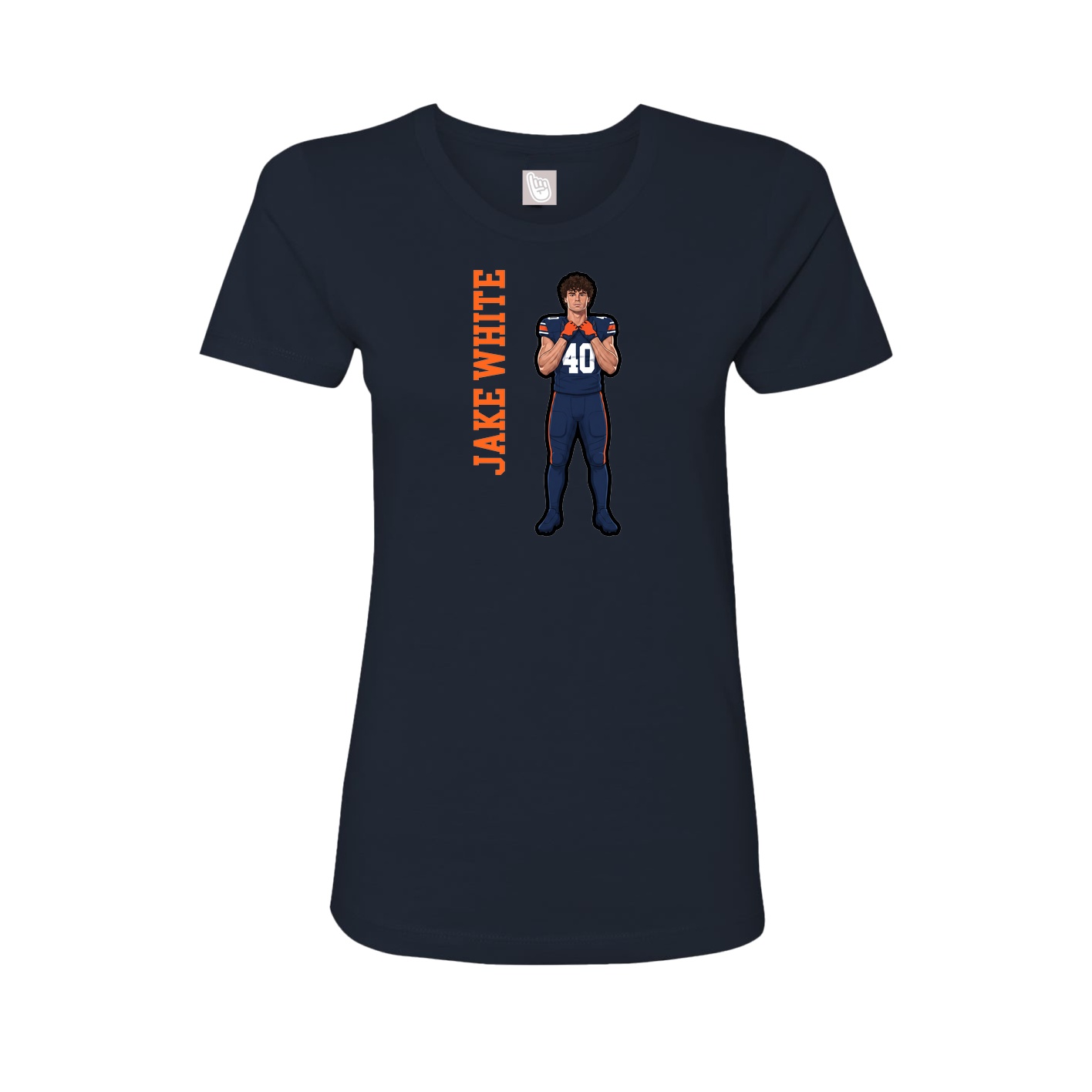 Fitted Women's Tee — Name Vertical in Navy