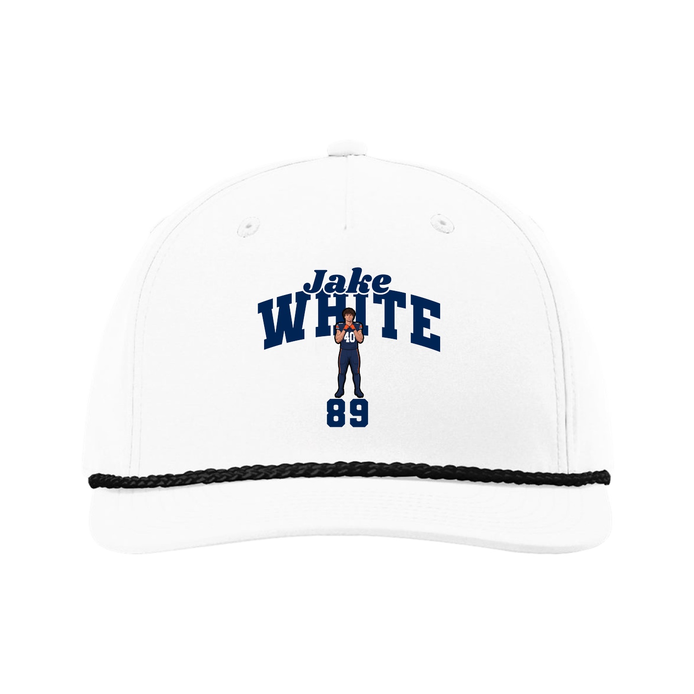 Five-Panel Classic Rope Cap — Signature Arch in White