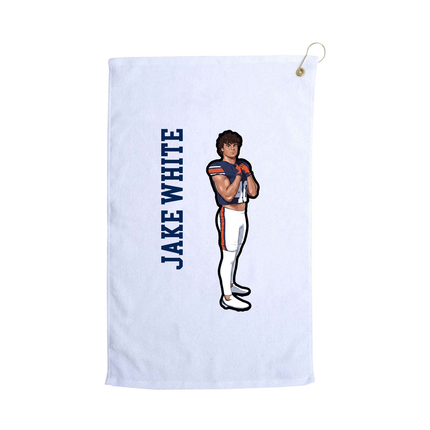 Golf Towel — Name Vertical in White