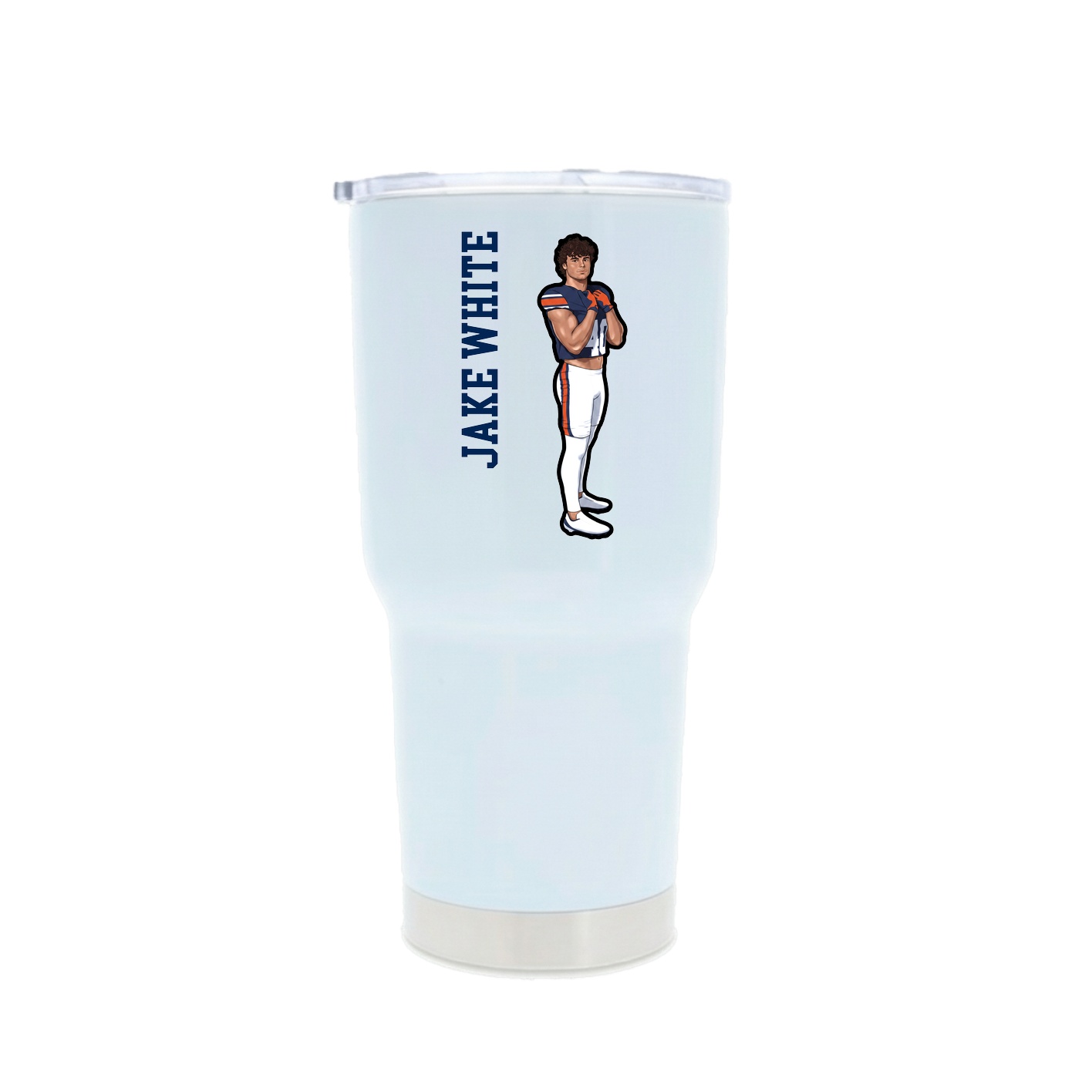 30oz Stainless Steel Tumbler — Name Vertical in White