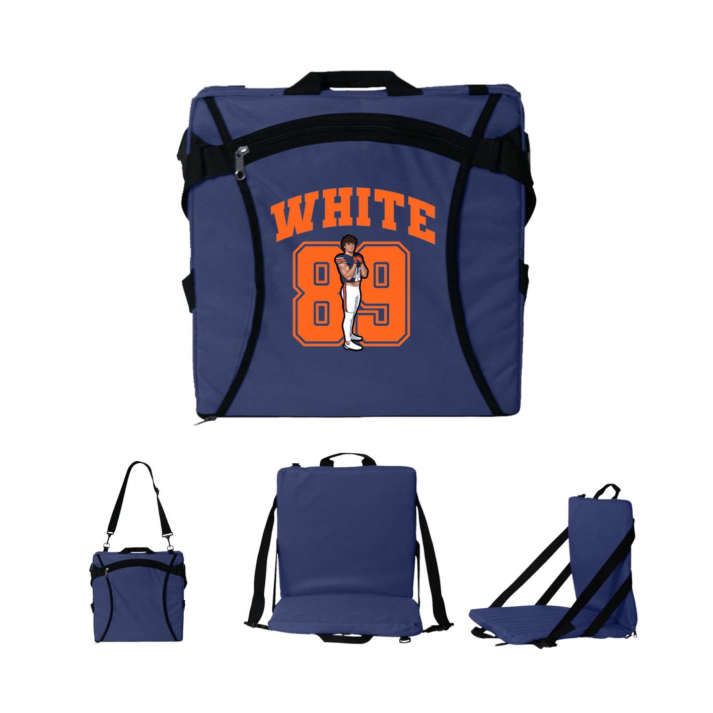 Folding Stadium Seat — Number in Navy