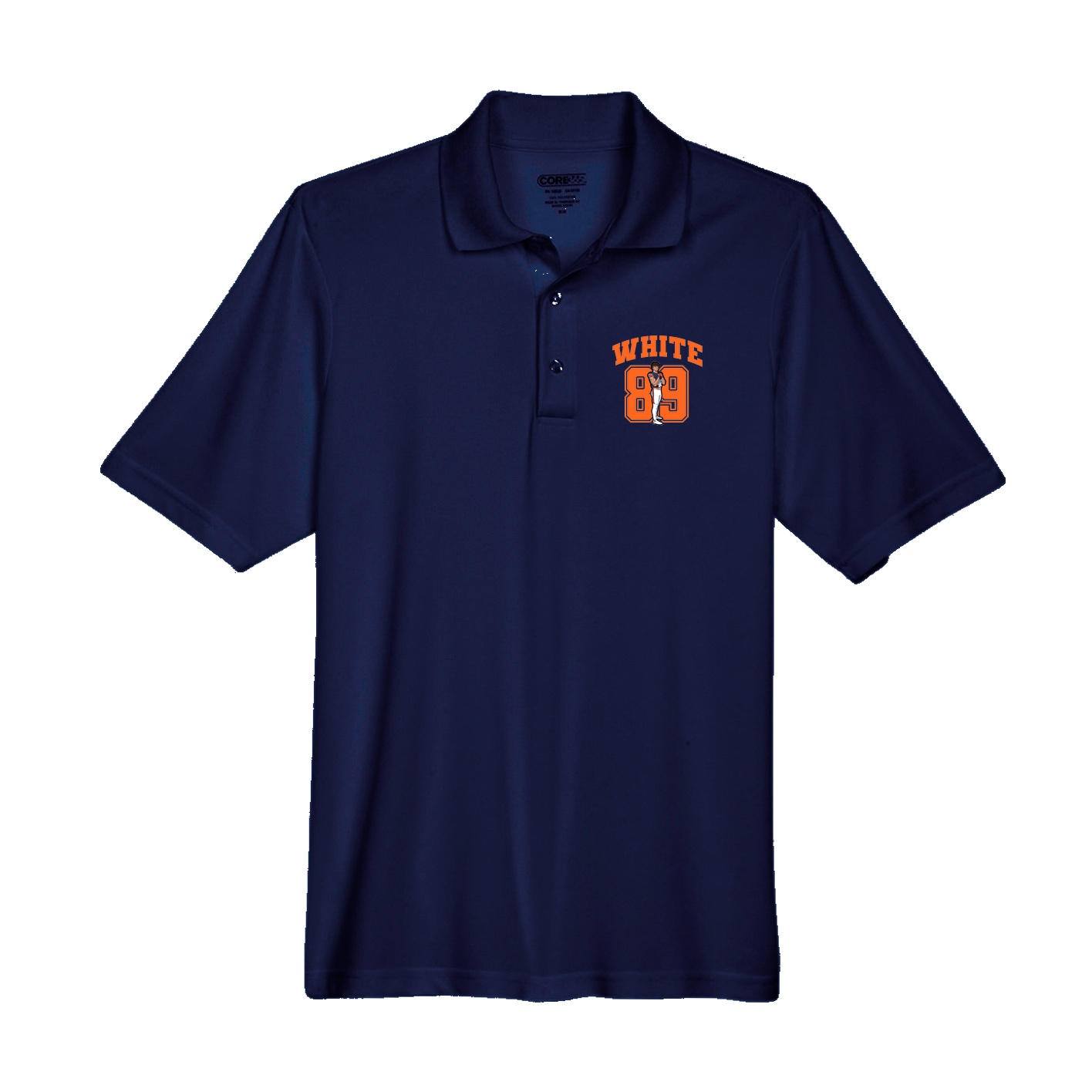 Performance Polo — Number in Navy