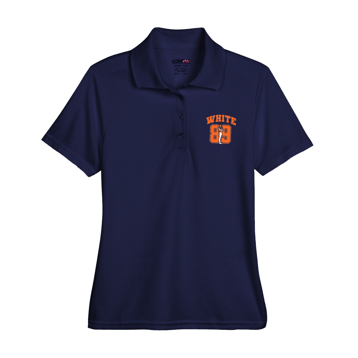 Womens Performance Polo — Number in Navy