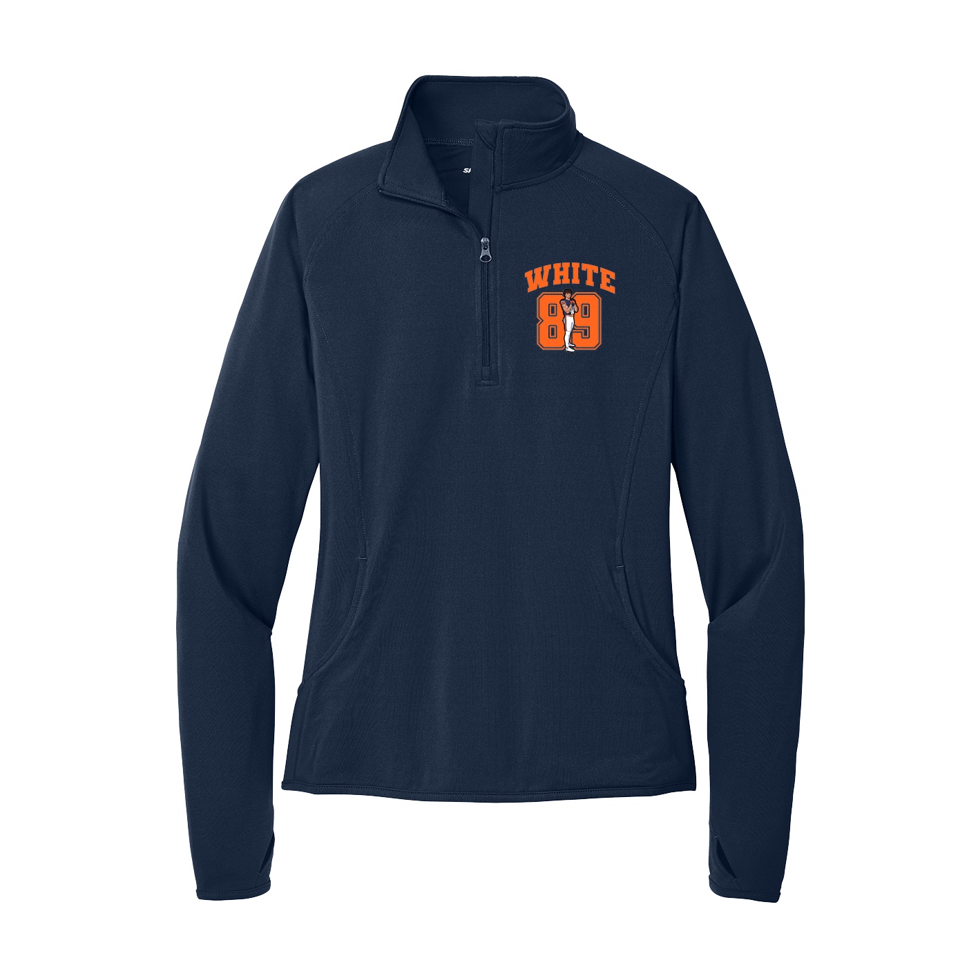 Women's Q-Zip Pullover — Number in Navy