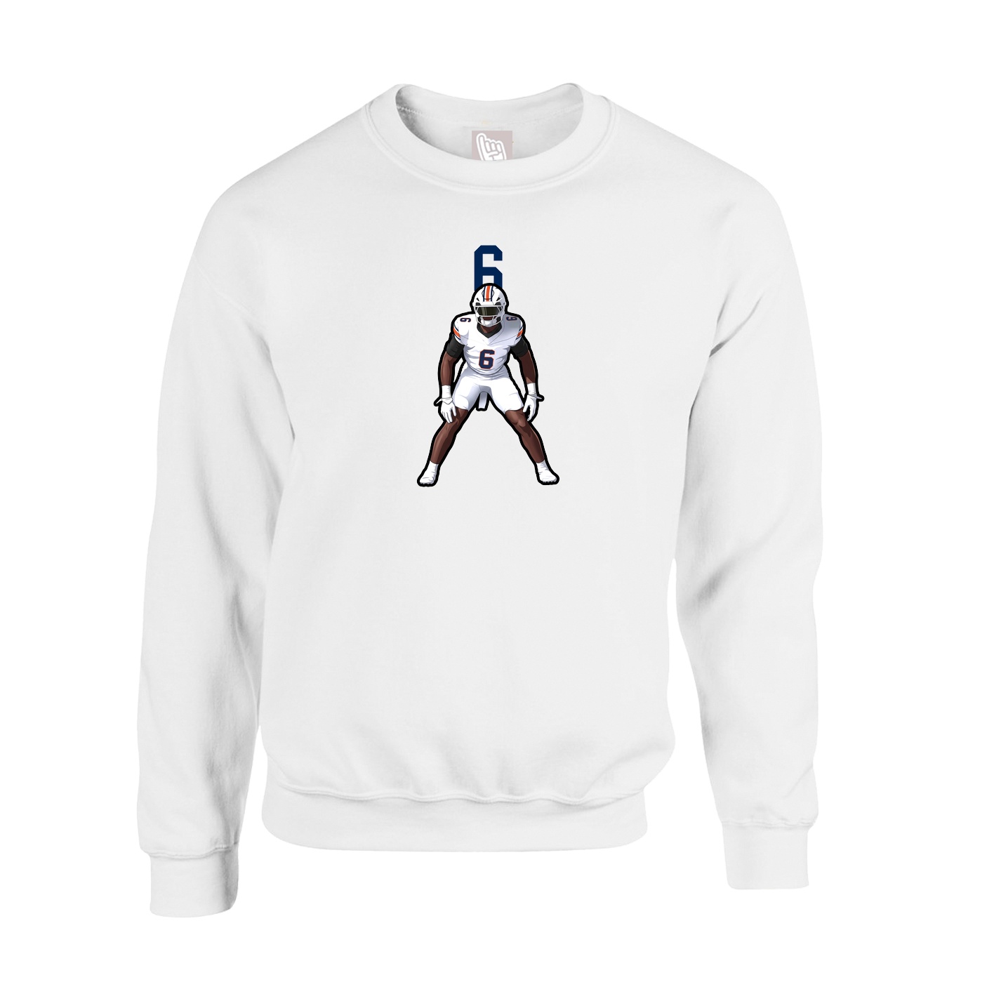 Fleece Crew — Number Top in White