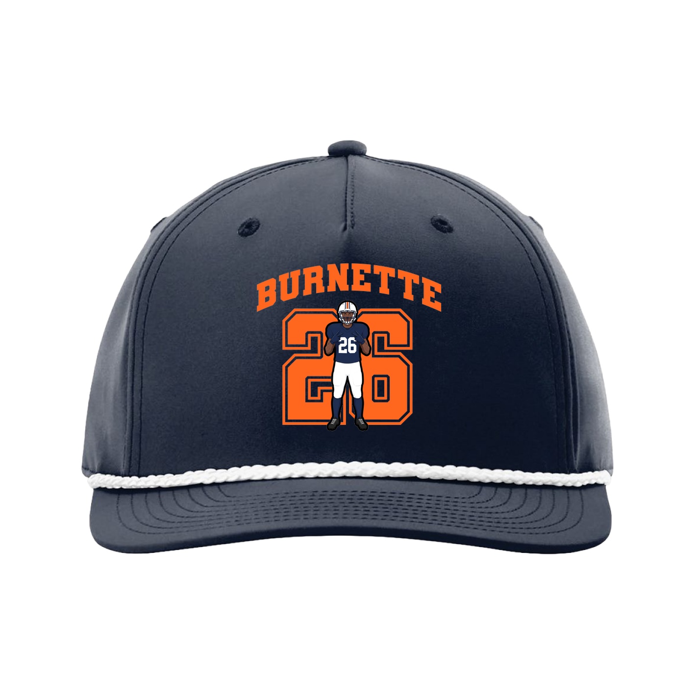 Five-Panel Classic Rope Cap — Number in Navy