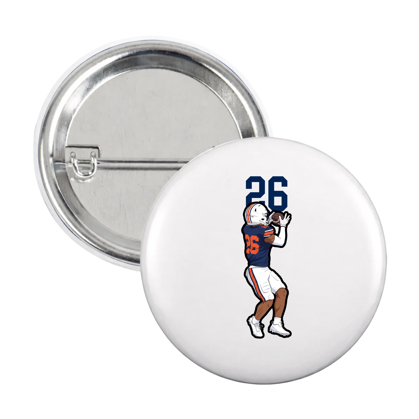 Game Day Button — Number Top in White