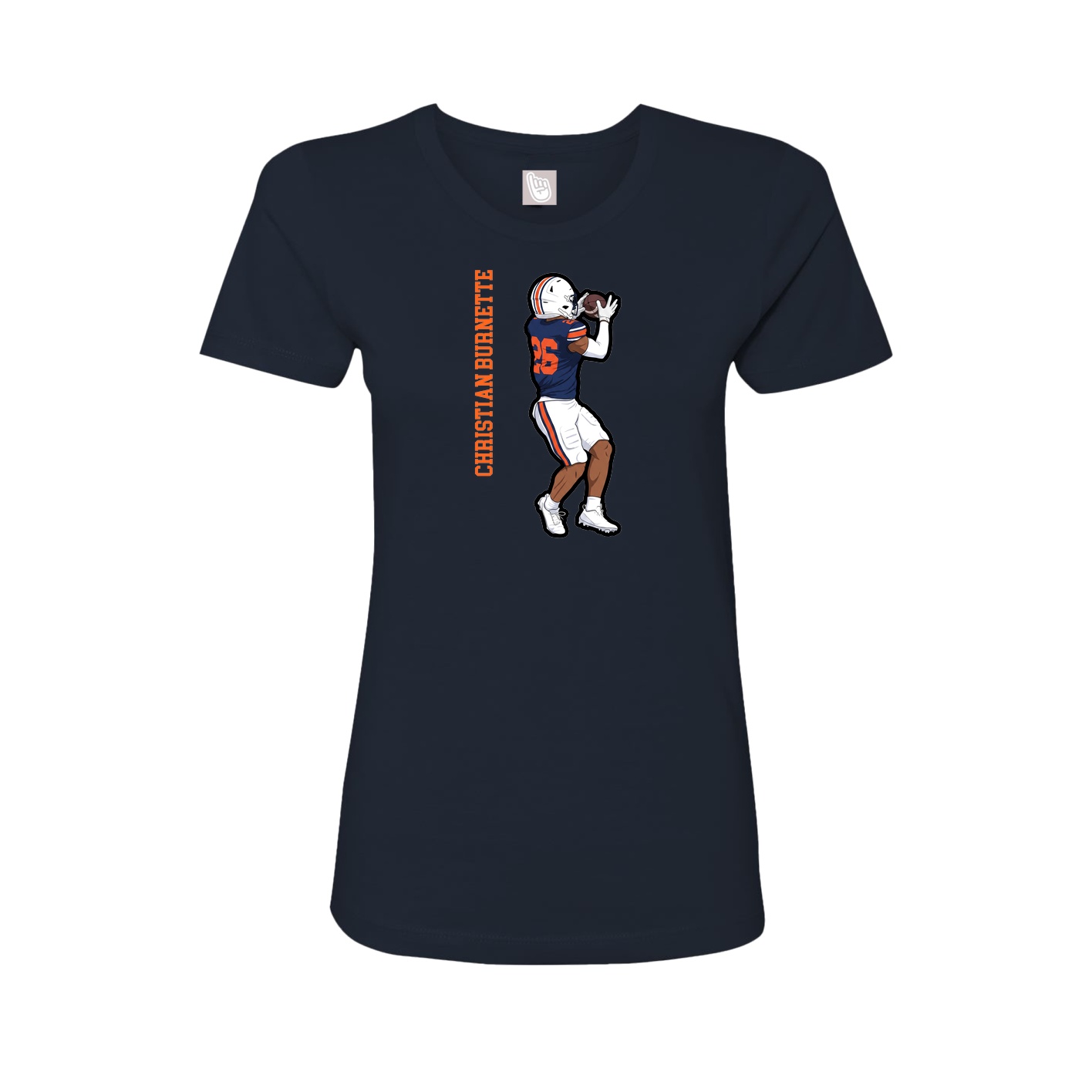 Fitted Women's Tee — Name Vertical in Navy