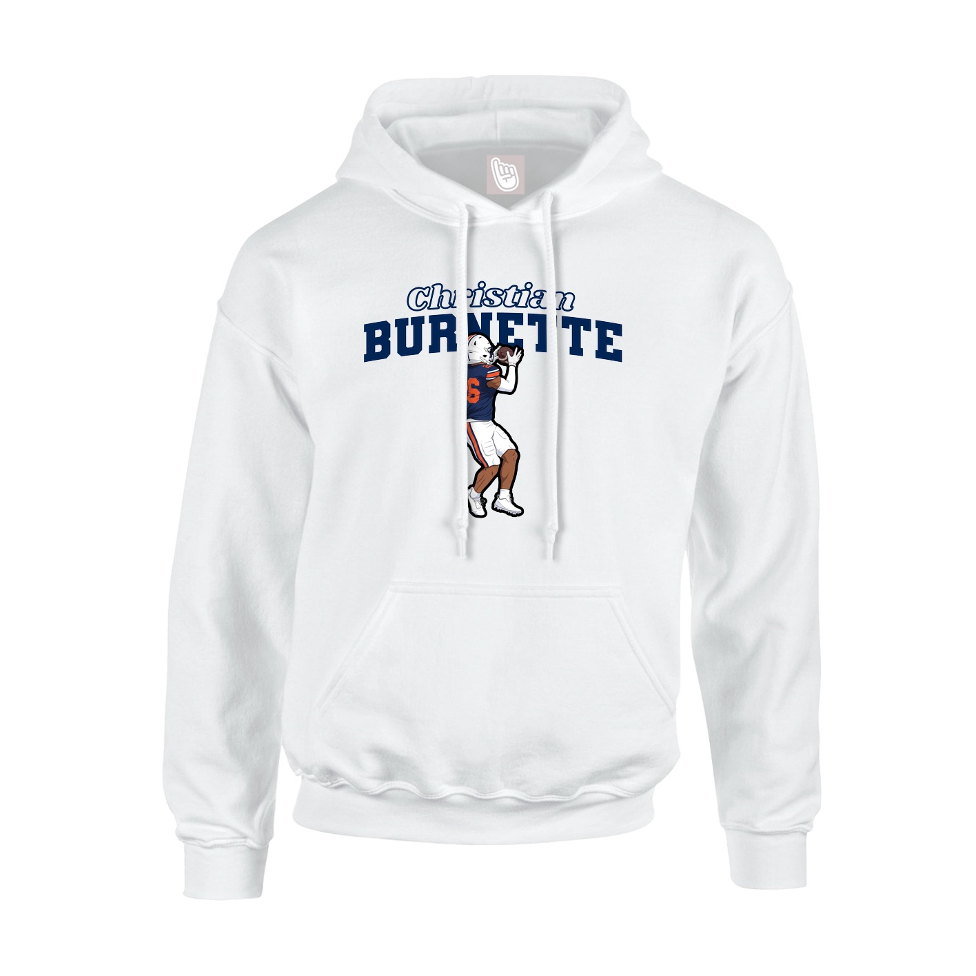 Youth Hoodie — Name Arch in White