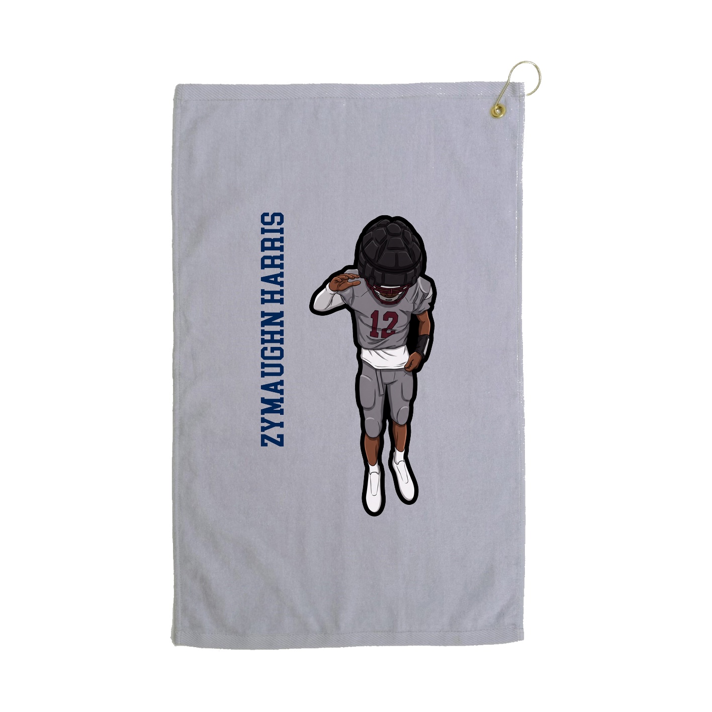 Golf Towel — Name Vertical in Grey