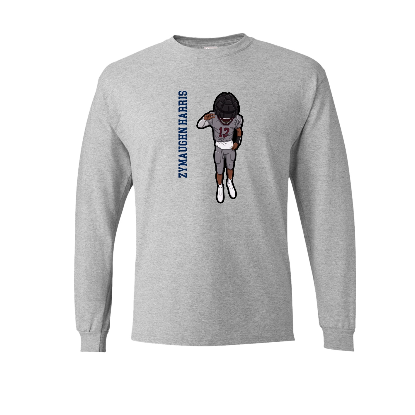 Long Sleeve Tee — Name Vertical in Grey