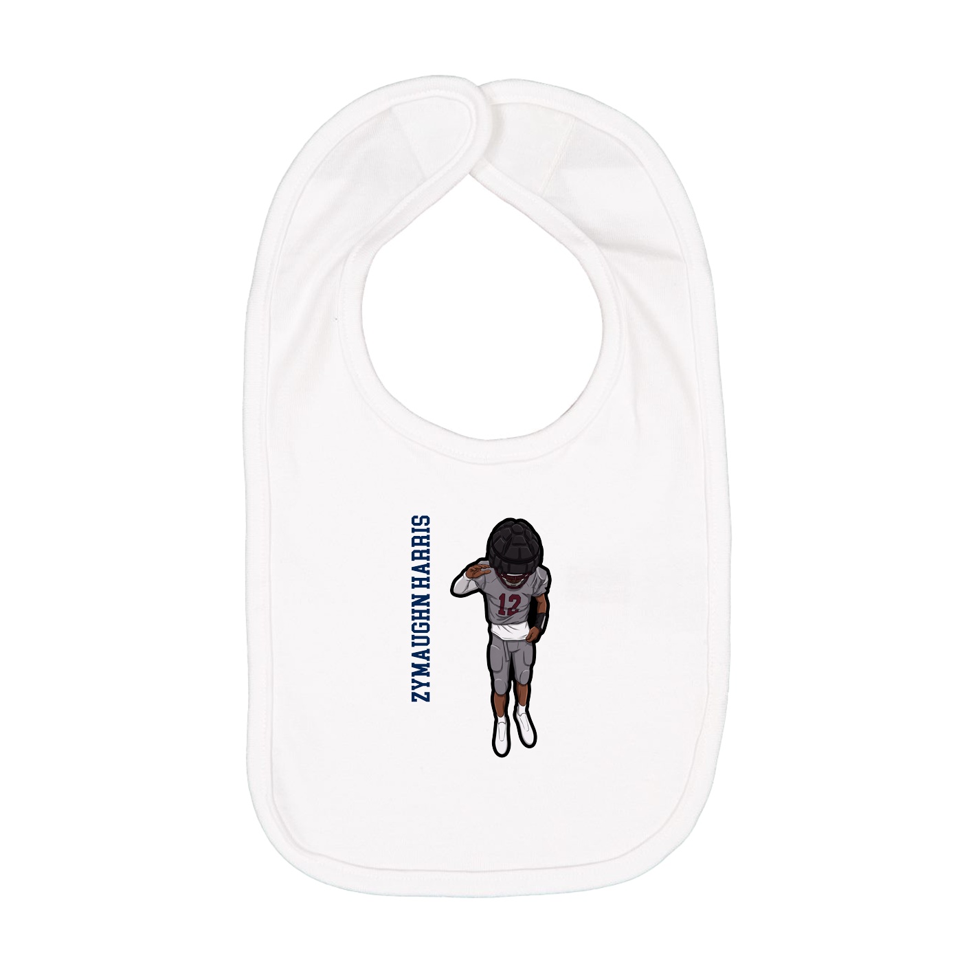 Infant Bib — Name Vertical in White