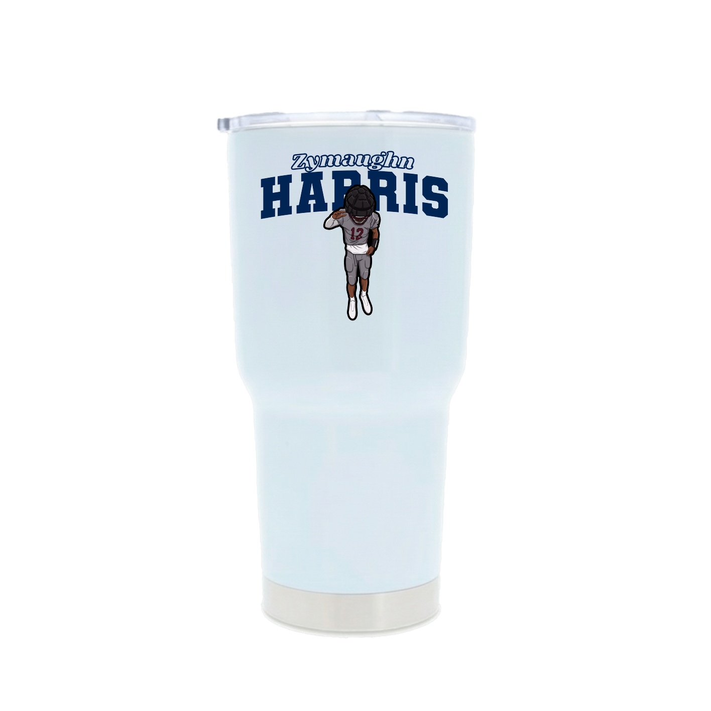 30oz Stainless Steel Tumbler — Name Arch in White