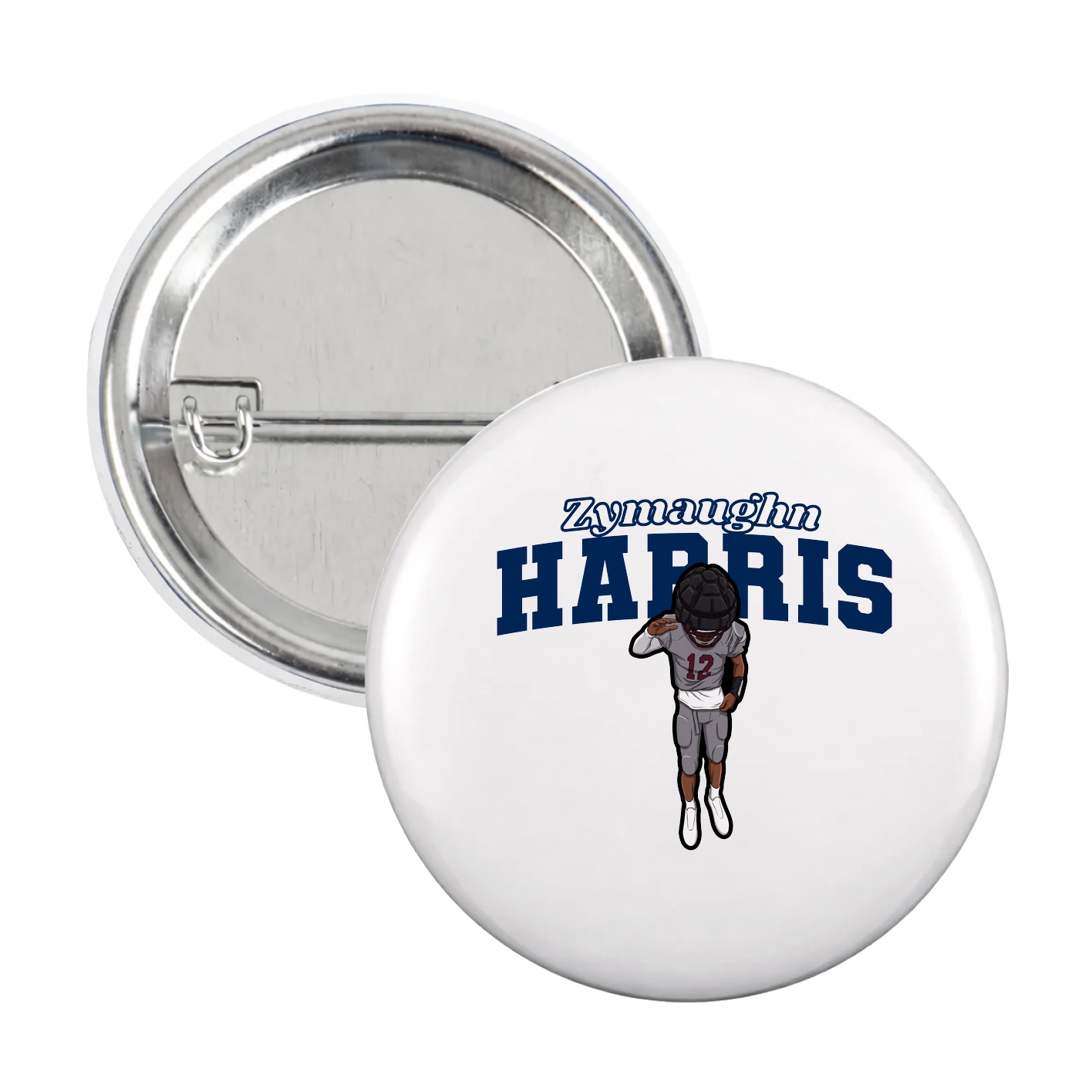 Game Day Button — Name Arch in White
