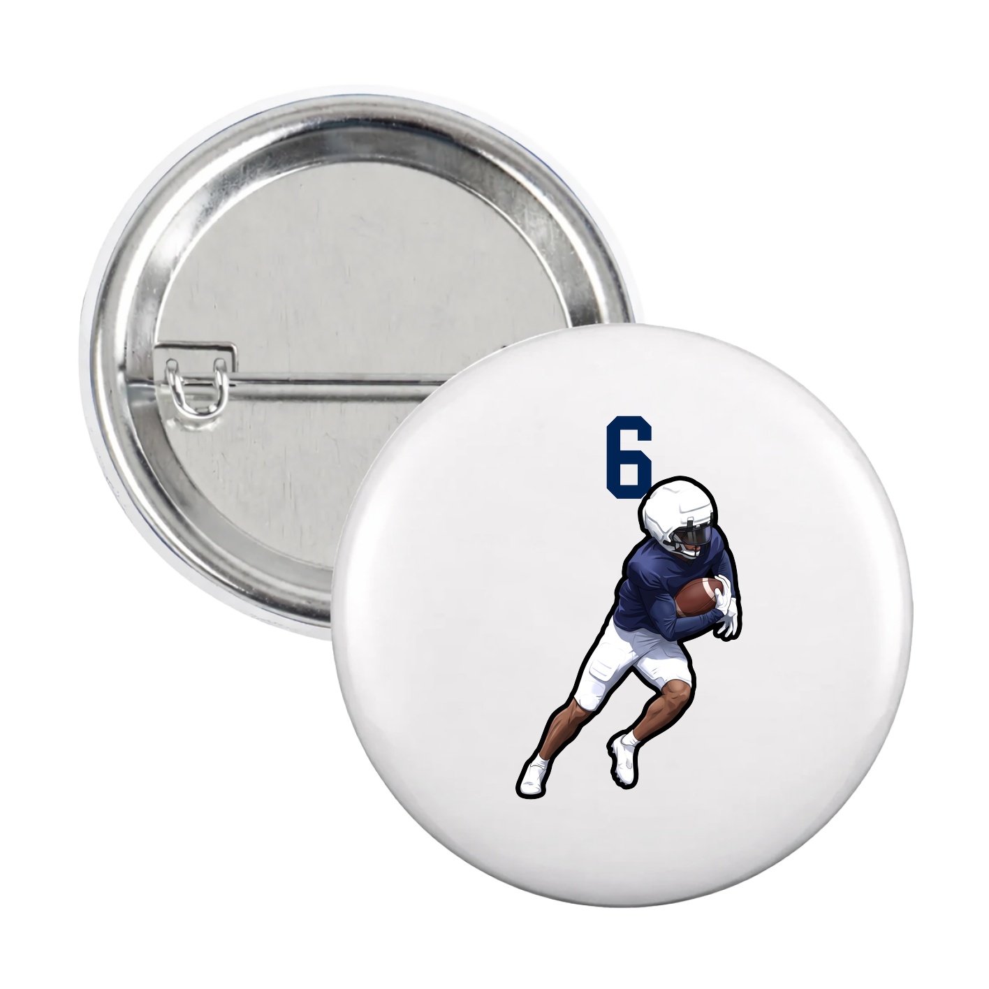 Game Day Button — Number Top in White