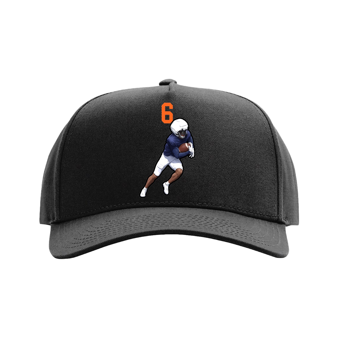 Full Fabric Five-Panel Champ Cap — Number Top in Black